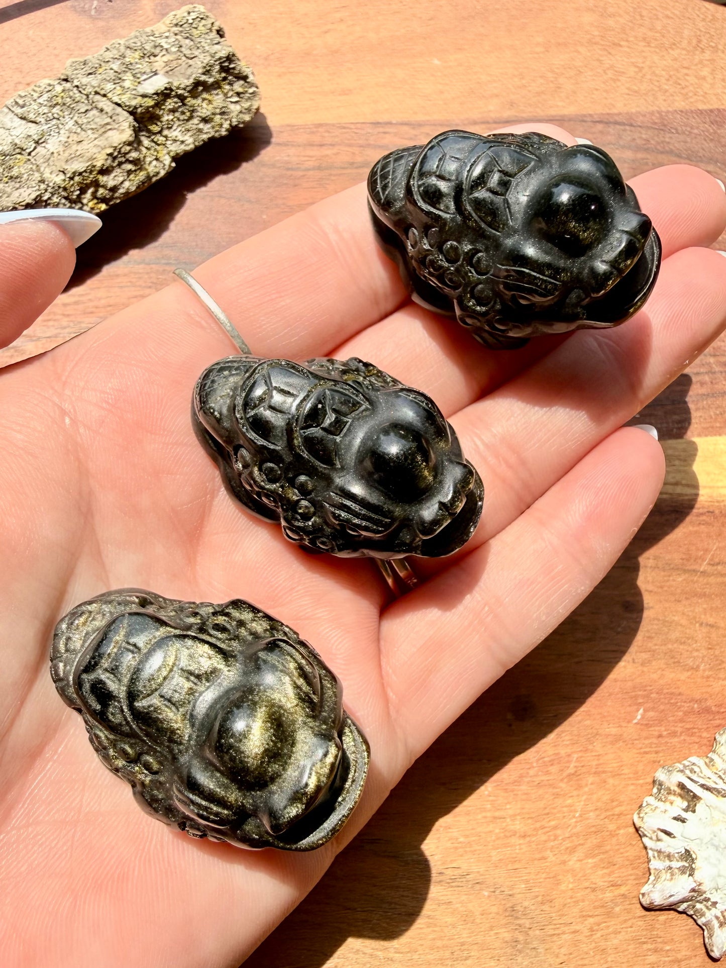 GOLD SHEEN OBSIDIAN MONEY TOAD