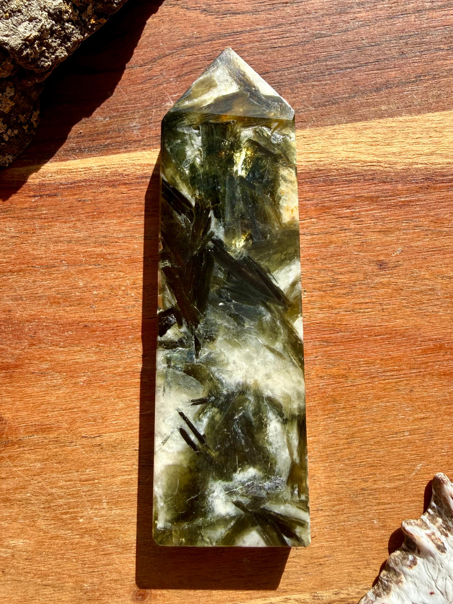 GREEN TOURMALINE + MICA SLAB TOWER
