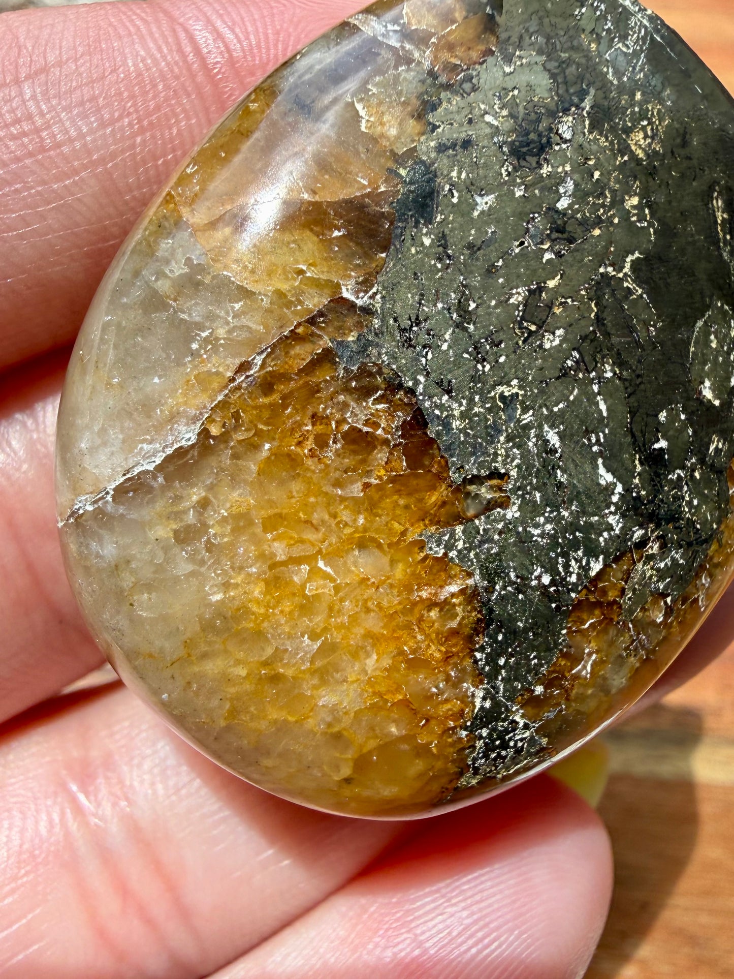 PYRITE + GOLDEN HEALER PALM STONE