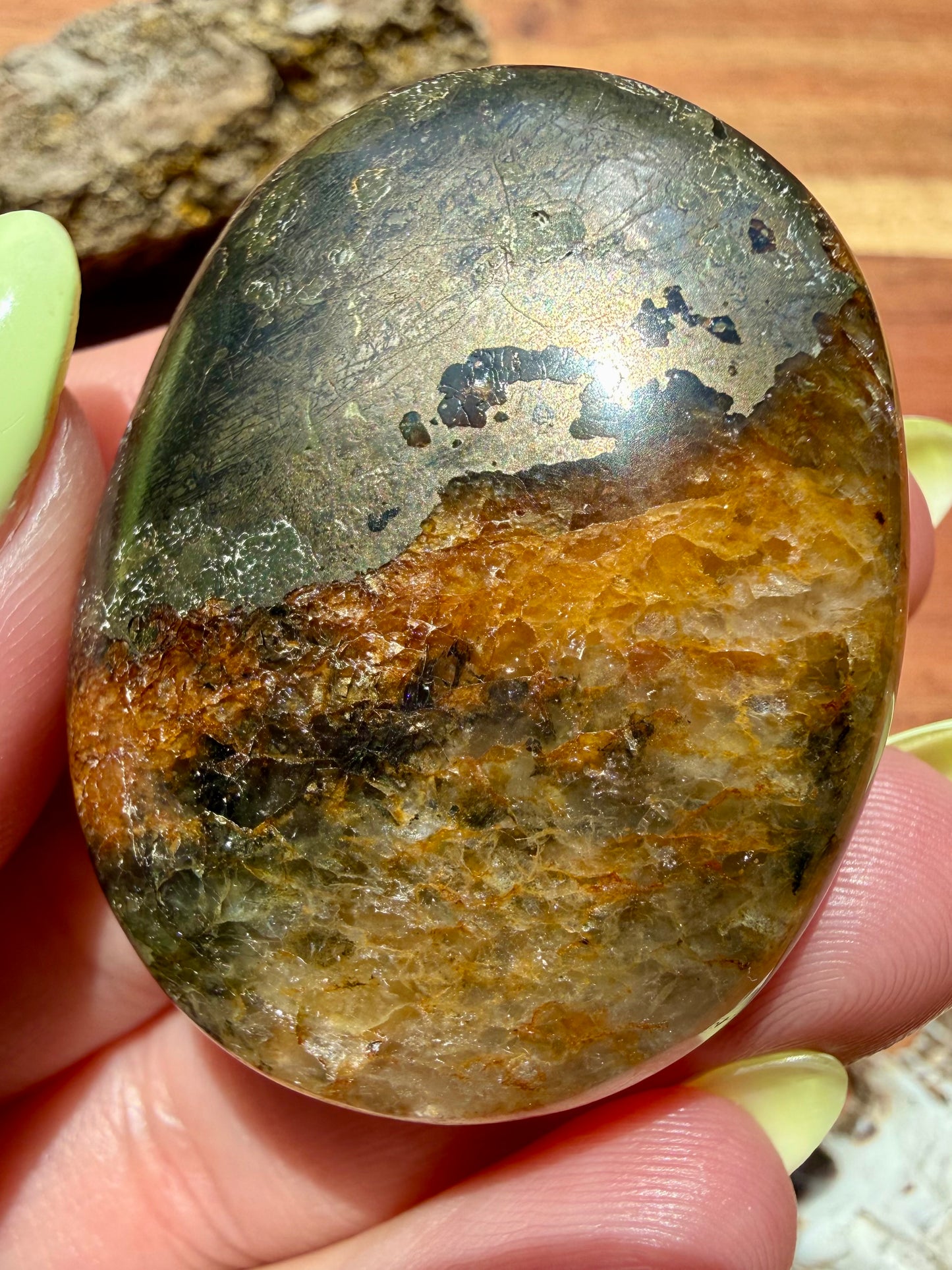 PYRITE + GOLDEN HEALER PALM STONE
