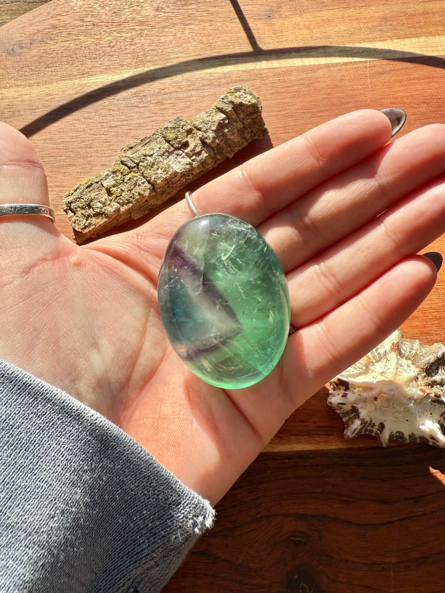 RAINBOW FLUORITE PALM STONE