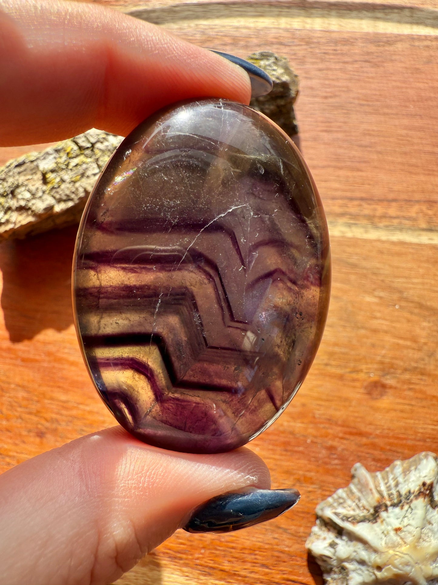 RAINBOW FLUORITE PALM STONE