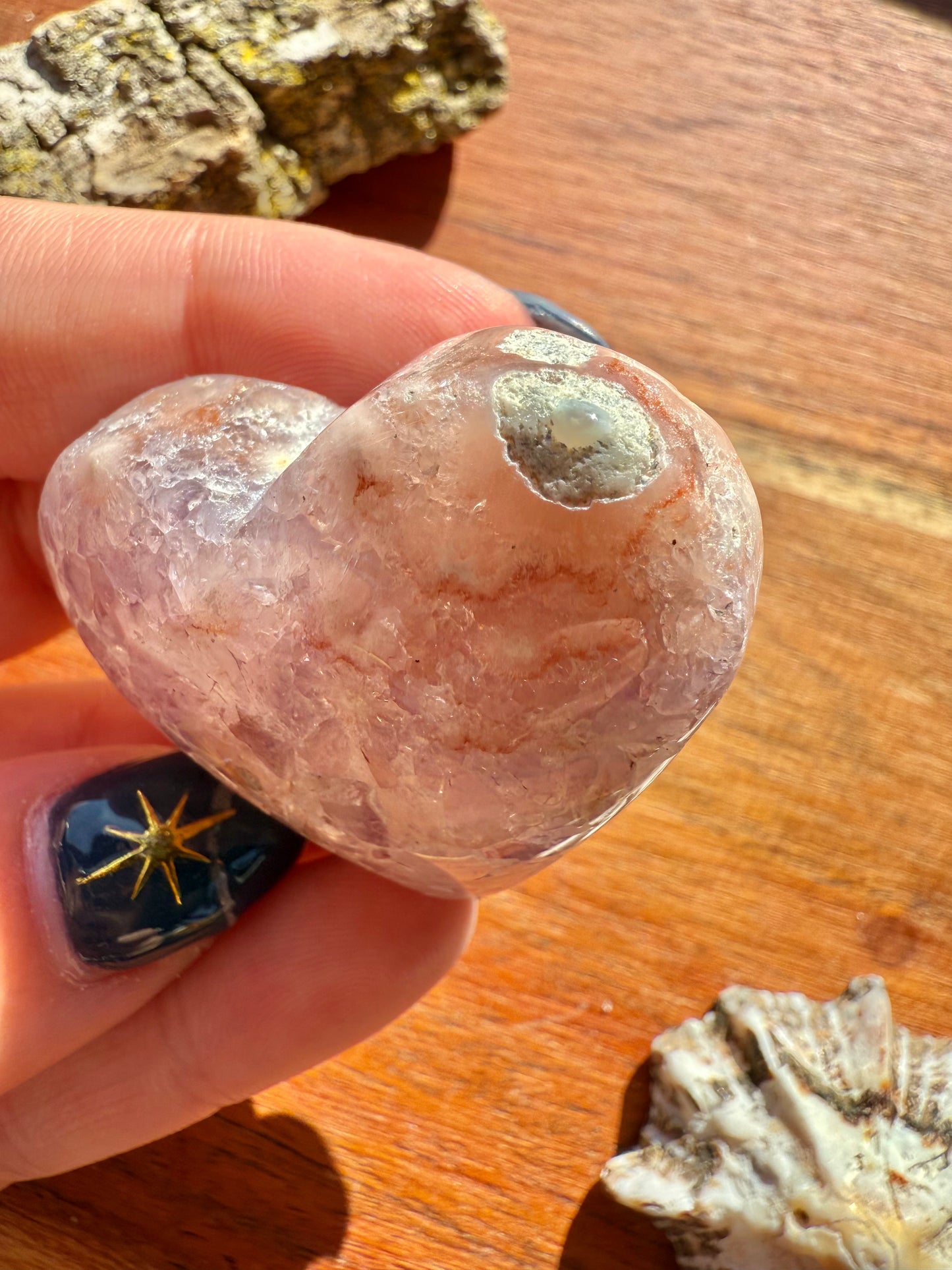 AMETHYST + FLOWER AGATE HEART