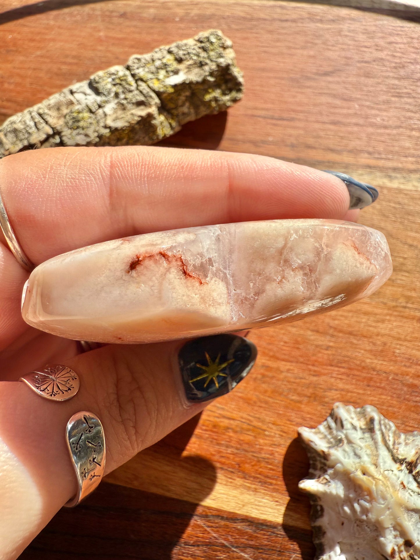 PINK AMETHYST + FLOWER AGATE HEART