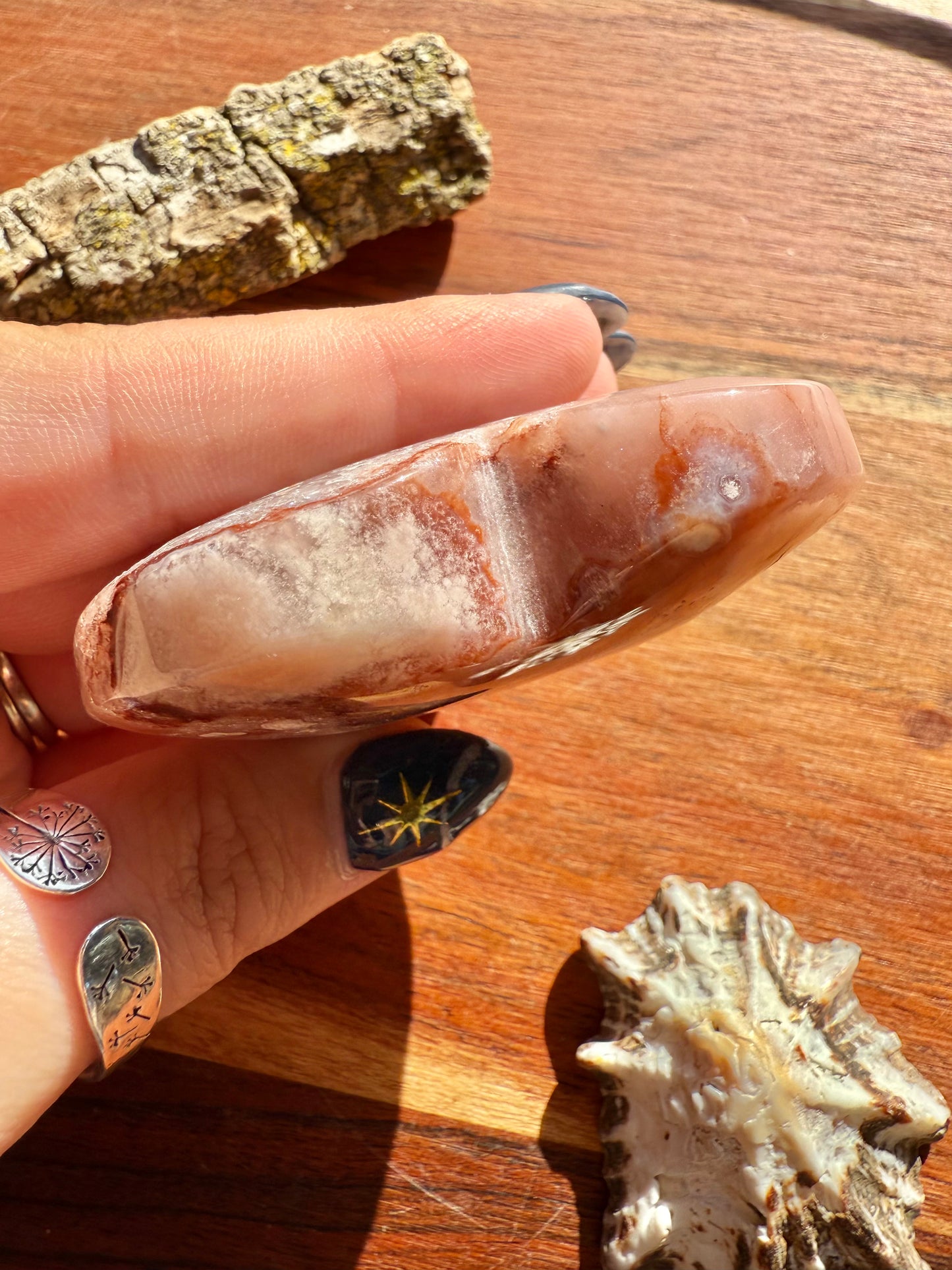 PINK AMETHYST + FLOWER AGATE HEART