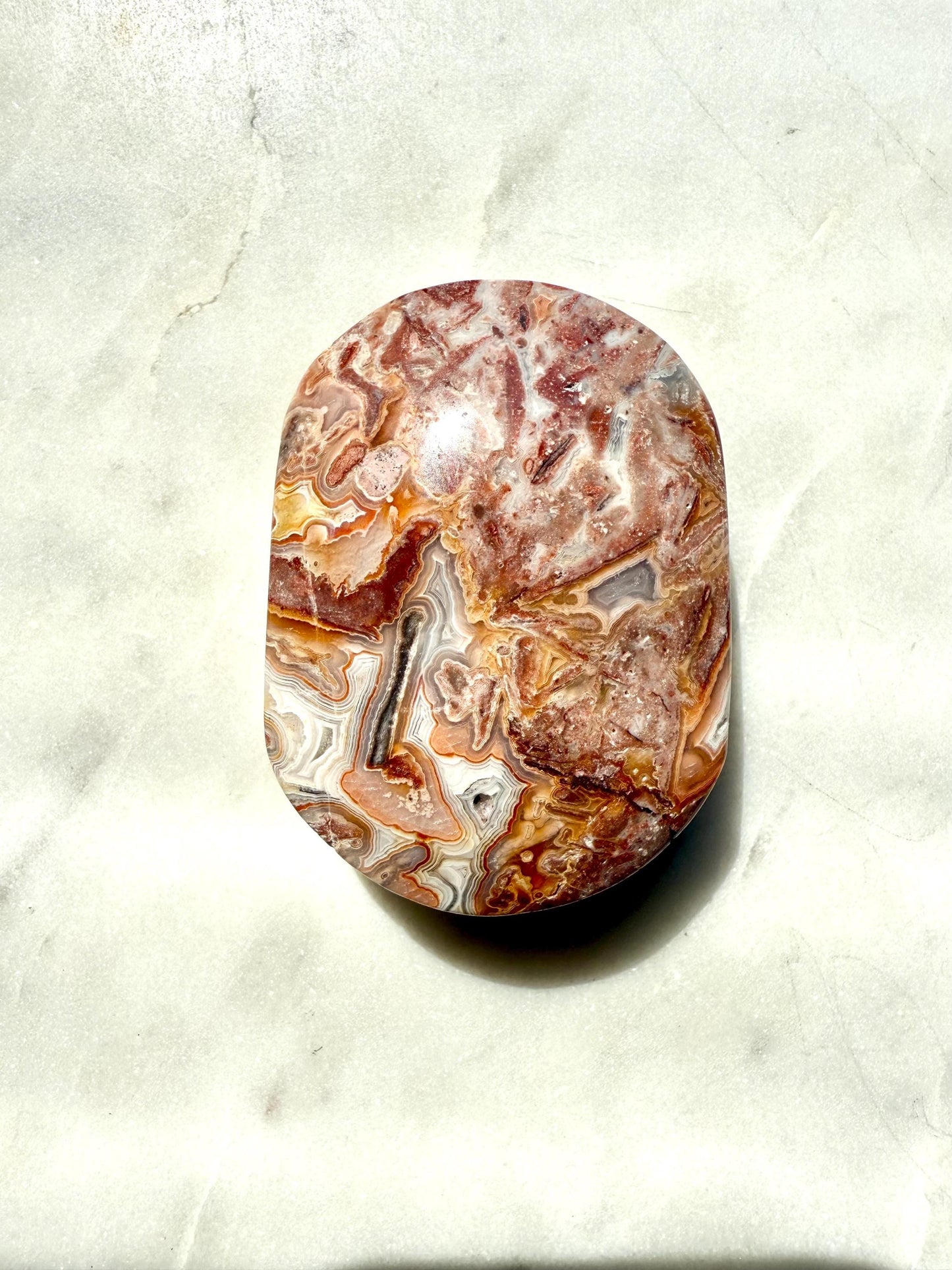 Crazy Lace Agate Palm Stone | Mexican Crazy Lace Agate | Gift for Crystal Lover | Happiness Crystal | Grounding Crystal | Crystal Gift