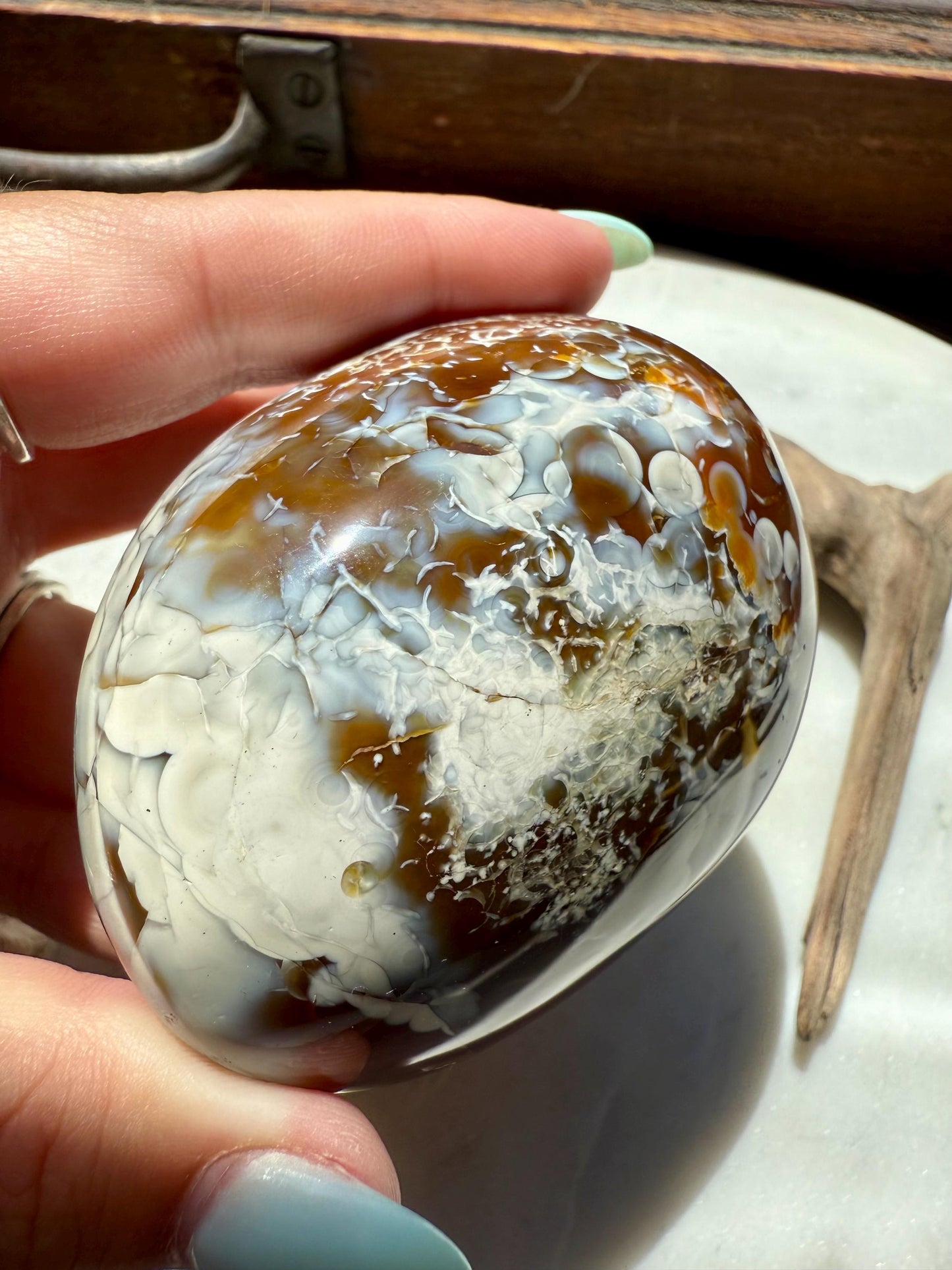 Carnelian Orca Agate Palm Stone || Carnelian Orca Agate || Gift for Crystal Lover || Orca Agate Palm || Crystal Palm Stone || Crystal Gift