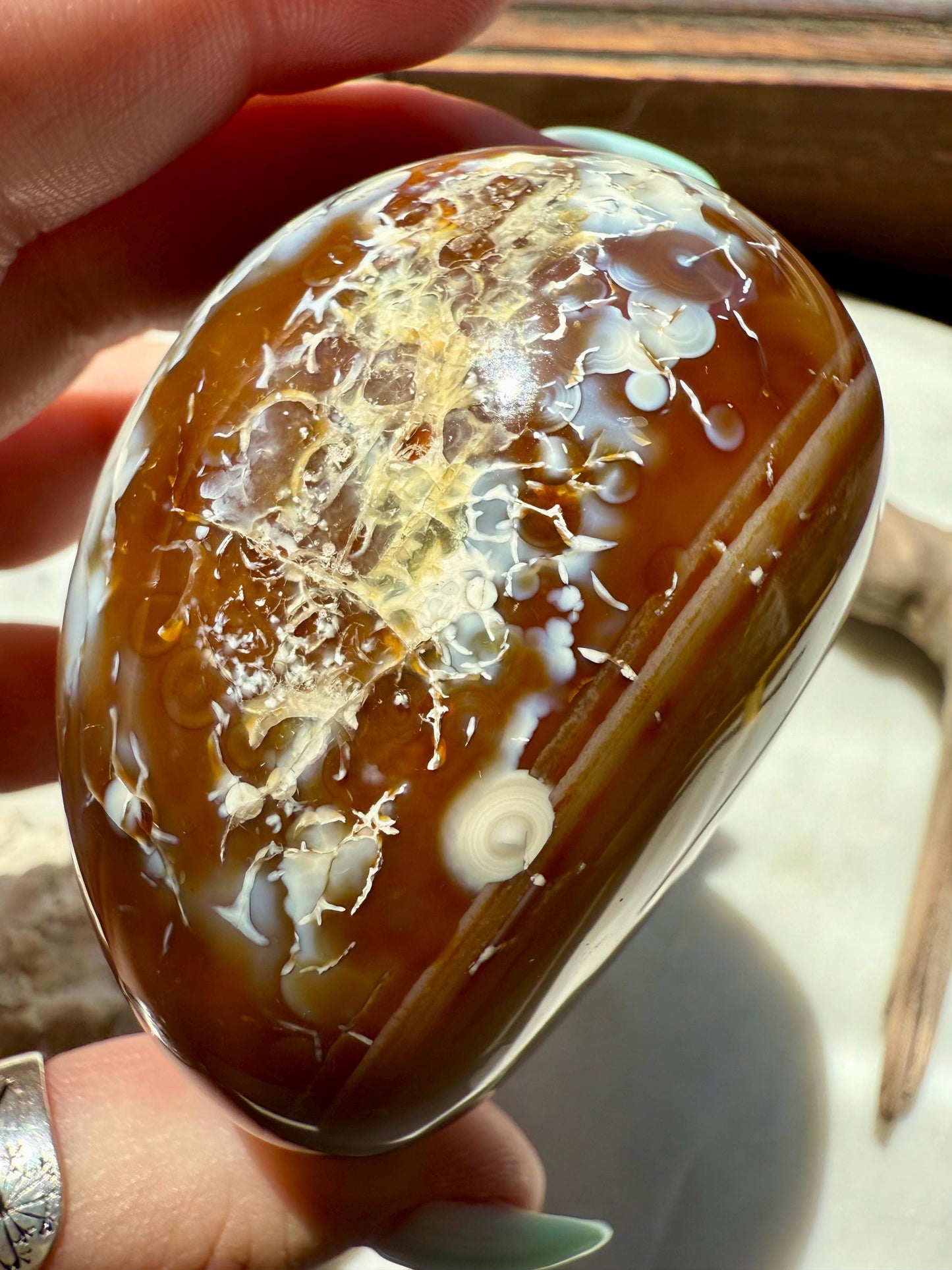 Carnelian Orca Agate Palm Stone || Carnelian Orca Agate || Gift for Crystal Lover || Orca Agate Palm || Crystal Palm Stone || Crystal Gift