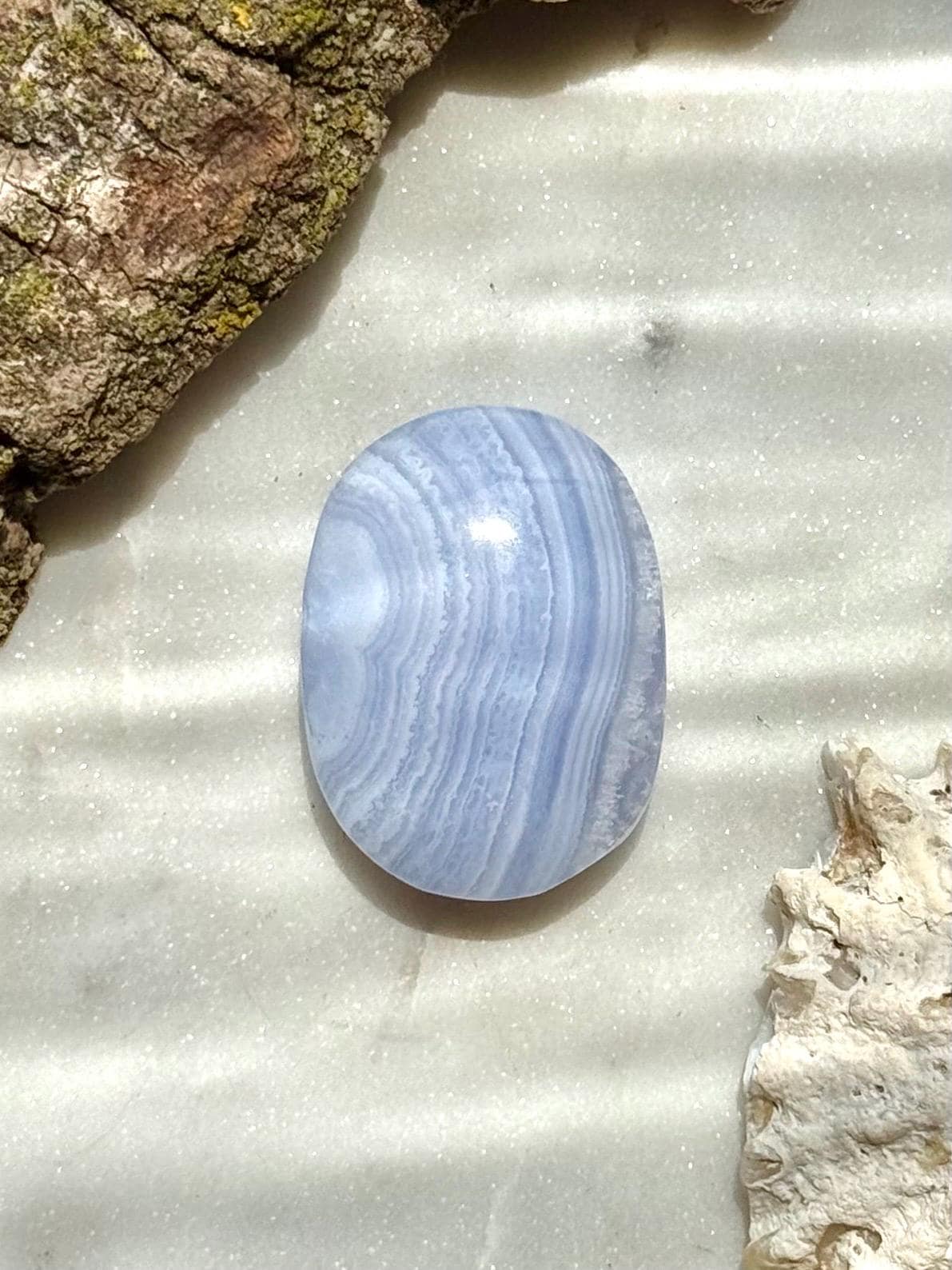 Blue Lace Agate Palm Stone | Blue Lace Agate | Gift for Crystal Lover | Calming Crystal | Crystal for Anxiety | Blue Crystal