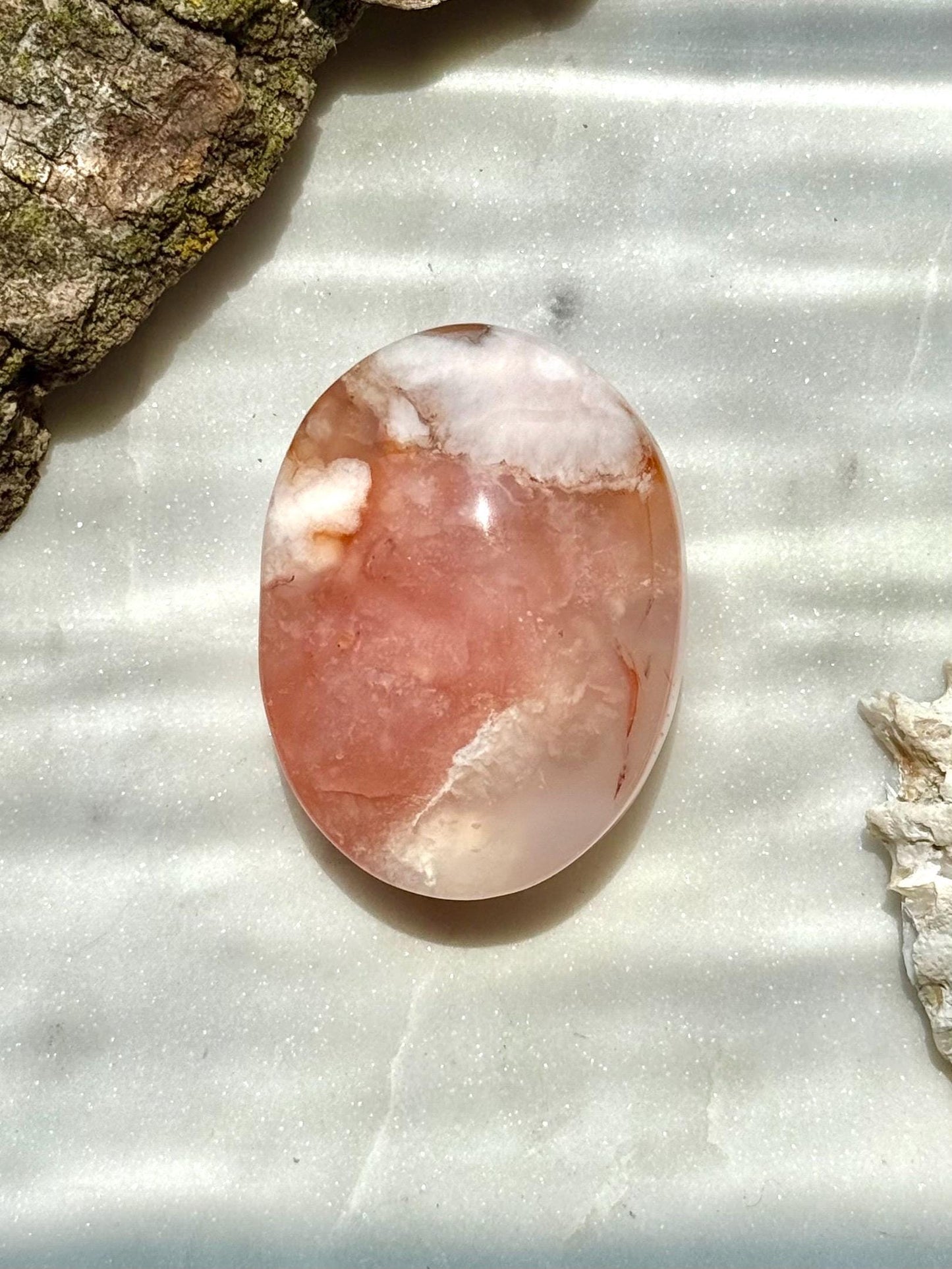 Carnelian Flower Agate Palm Stone | Carnelian Flower Agate | Gift for Crystal Lover | Creativity Crystal | Motivational Crystal