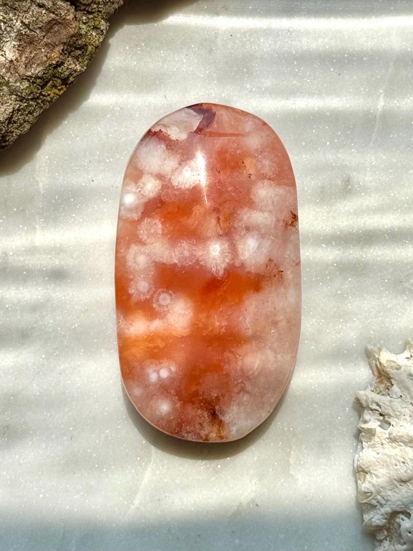 Carnelian Flower Agate Palm Stone | Carnelian Flower Agate | Gift for Crystal Lover | Creativity Crystal | Motivational Crystal