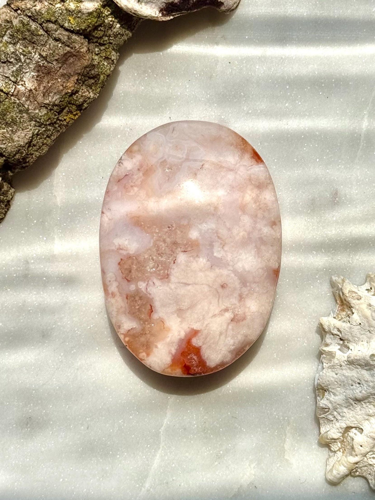 Carnelian Flower Agate Palm Stone | Carnelian Flower Agate | Gift for Crystal Lover | Creativity Crystal | Motivational Crystal