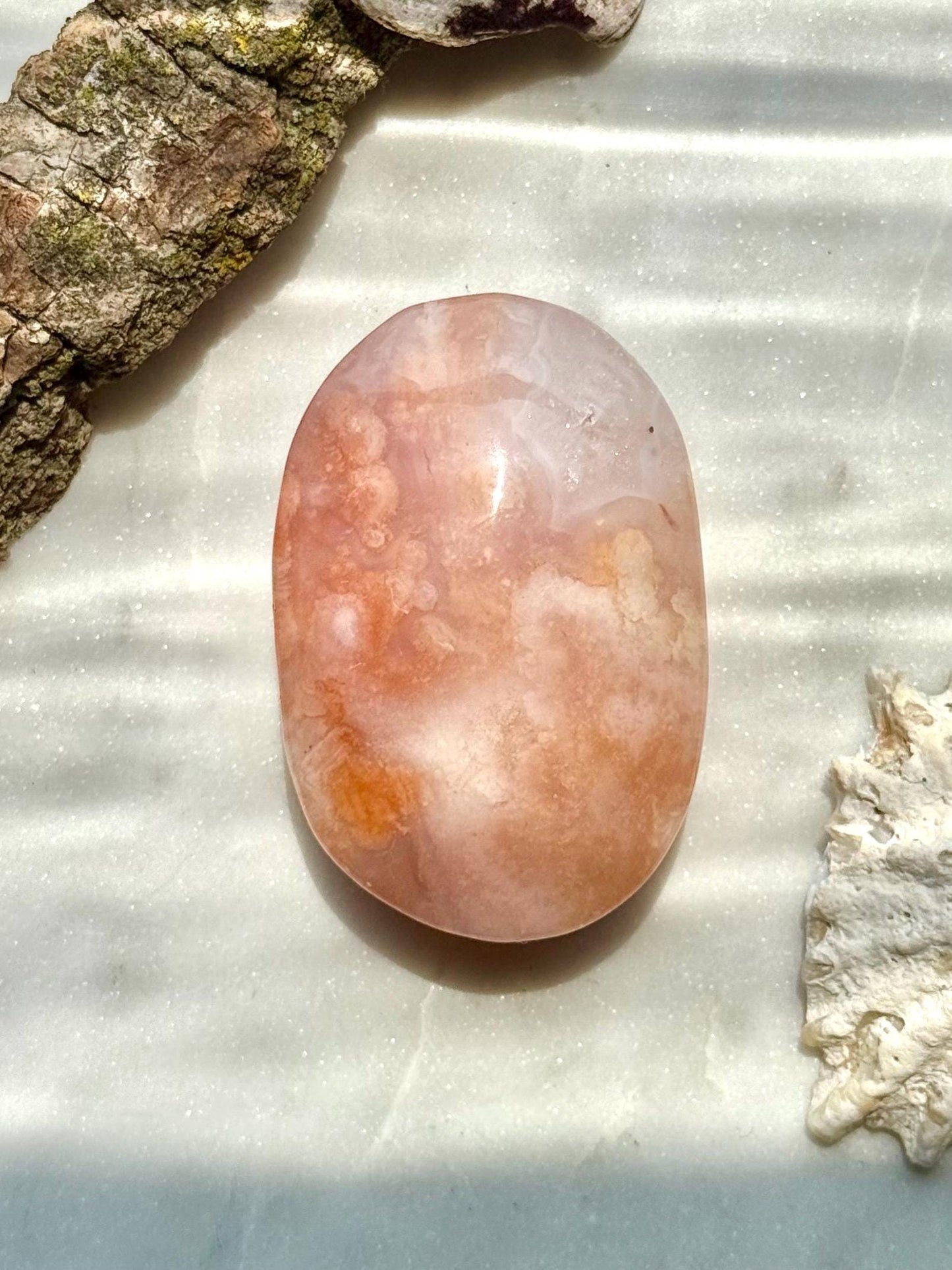 Carnelian Flower Agate Palm Stone | Carnelian Flower Agate | Gift for Crystal Lover | Creativity Crystal | Motivational Crystal