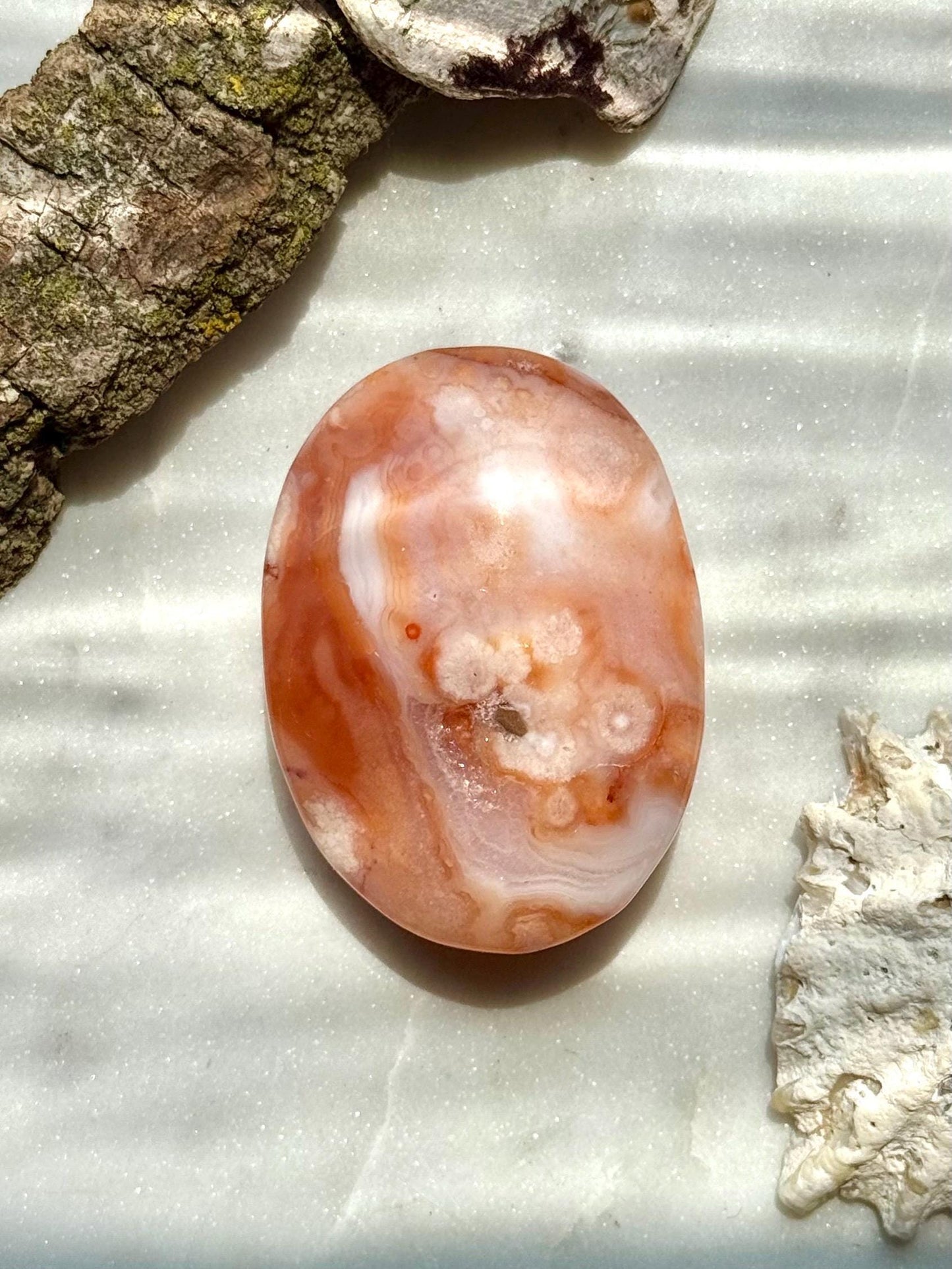 Carnelian Flower Agate Palm Stone | Carnelian Flower Agate | Gift for Crystal Lover | Creativity Crystal | Motivational Crystal