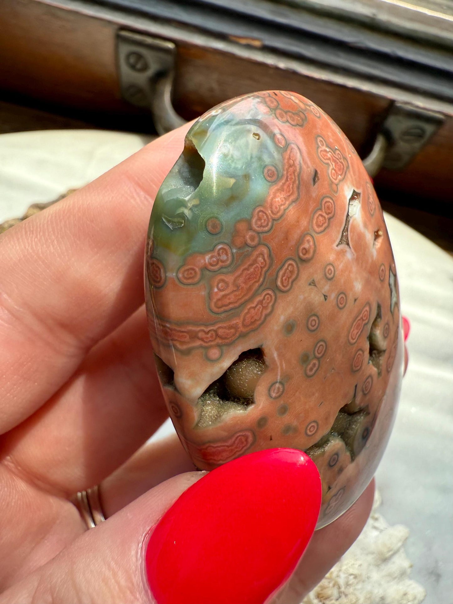 Ocean Jasper Palm Stone | Ocean Jasper | Gift for Crystal Lover | Calming Crystal | JoyfulCrystal | Rare Crystal | Unique Crystal