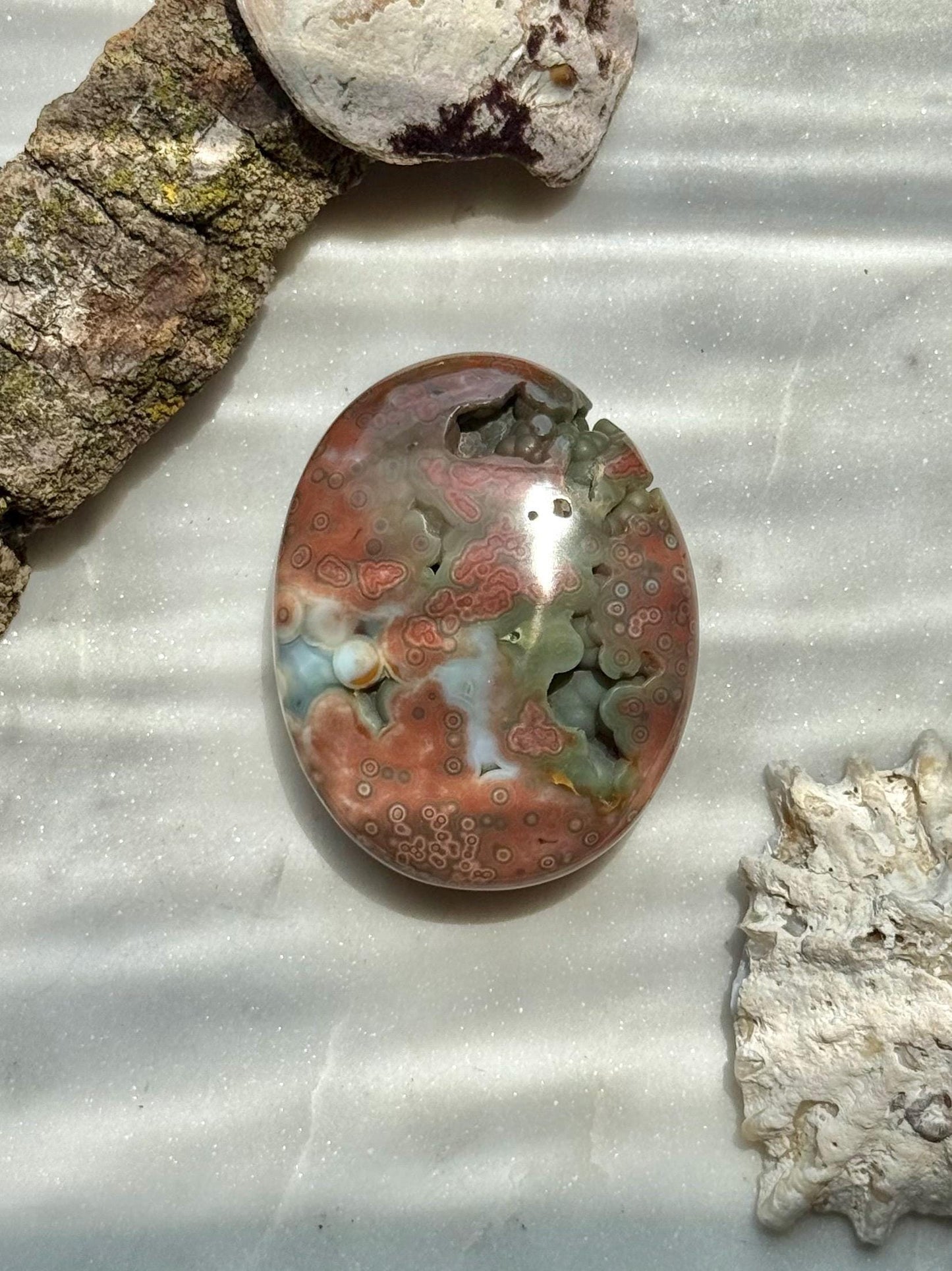 Ocean Jasper Palm Stone with Druzy | Ocean Jasper | Gift for Crystal Lover | Calming Crystal | JoyfulCrystal | Rare Crystal | Unique Crystal