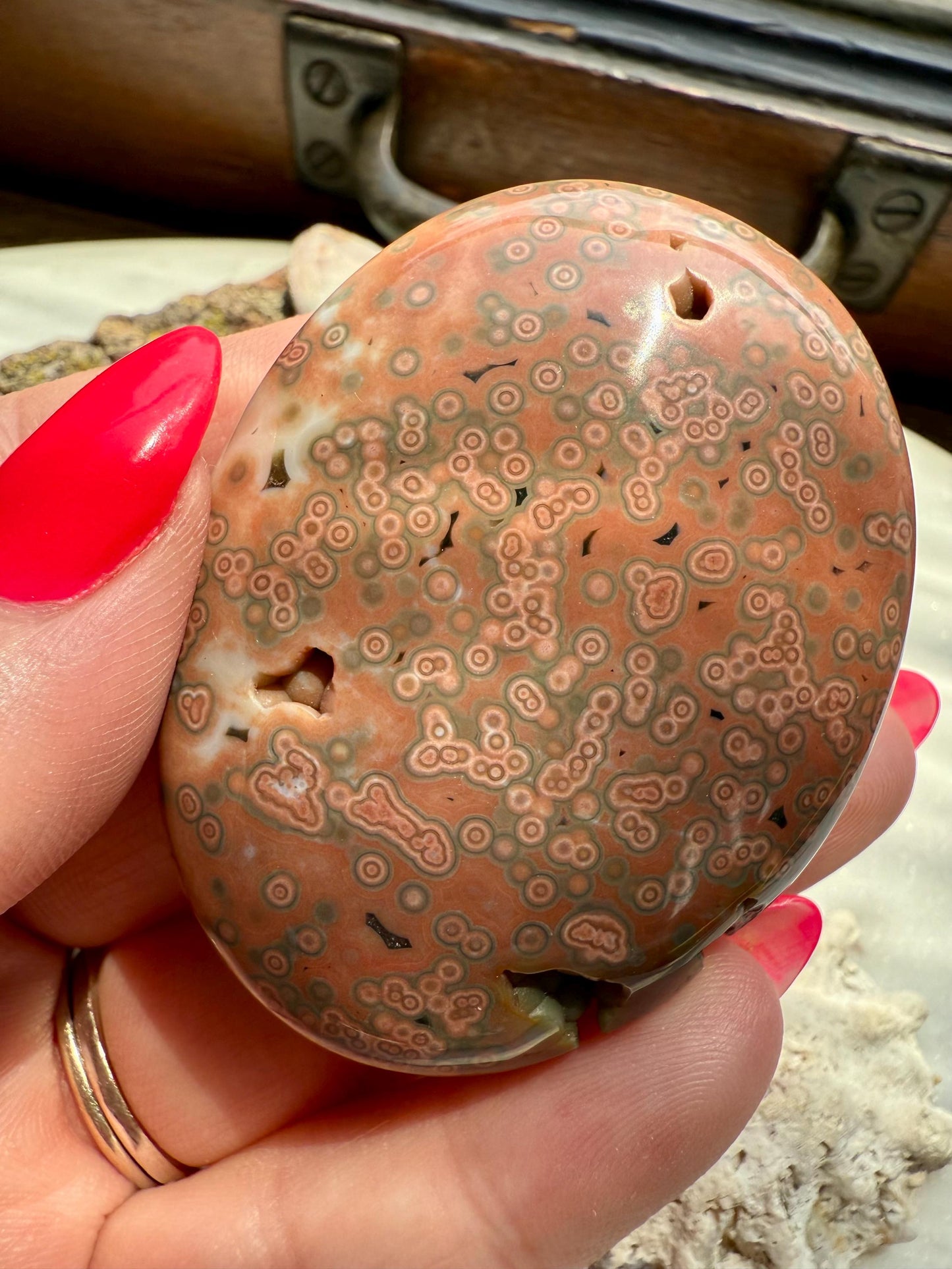 Ocean Jasper Palm Stone with Druzy | Ocean Jasper | Gift for Crystal Lover | Calming Crystal | JoyfulCrystal | Rare Crystal | Unique Crystal
