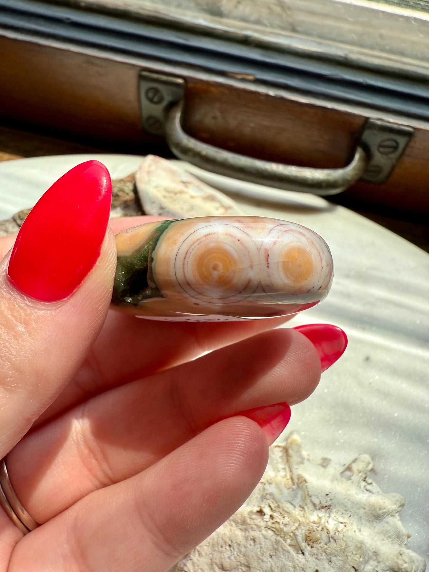 Ocean Jasper Palm Stone with Druzy | Ocean Jasper | Gift for Crystal Lover | Calming Crystal | JoyfulCrystal | Rare Crystal | Unique Crystal