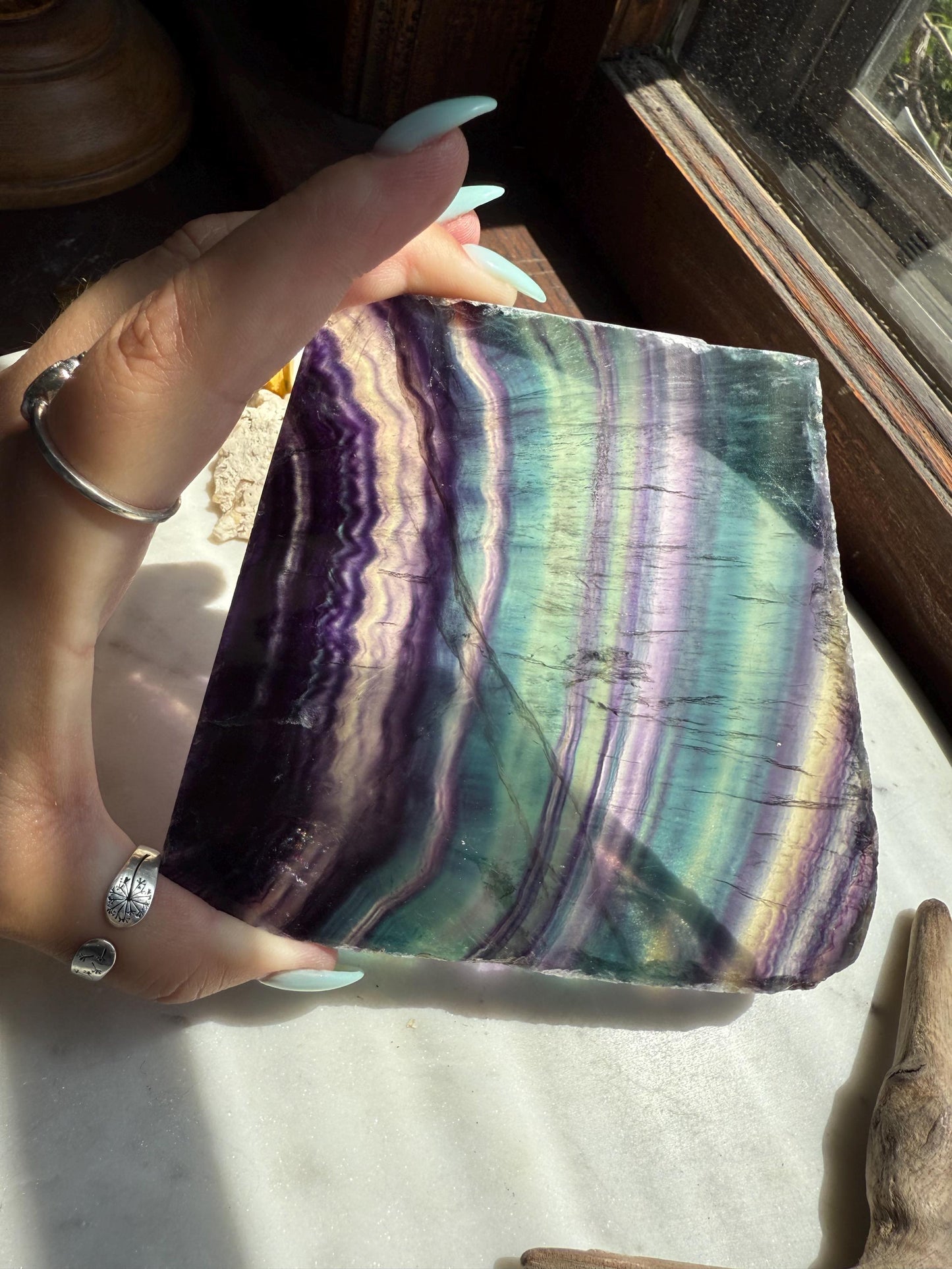 High Quality Banded Fluorite Slab | Banded Fluorite | Gift for Crystal Lover | Crystal Lover Gift | Fluorite Slab | Fluorite Slice