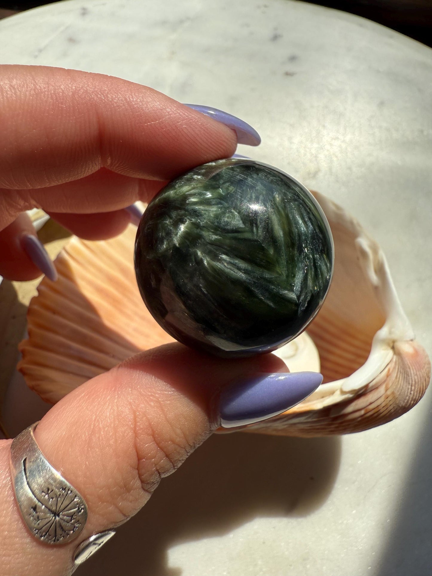 Small Seraphinite Sphere | Seraphinite | Small Crystal Sphere | Gift for Crystal Lover | Crystal Lover Gift | Self Love Crystal
