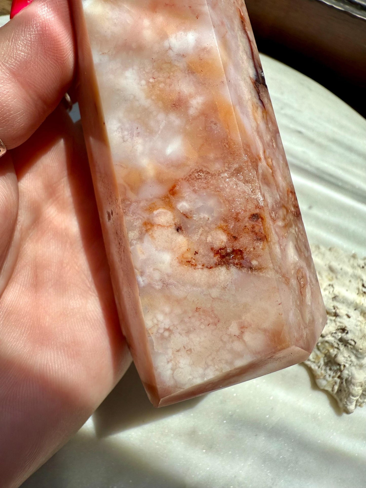 Carnelian and Flower Agate Tower | Carnelian | Flower Agate | Gift for Crystal Lover | Unique Crystal | Combo Crystal