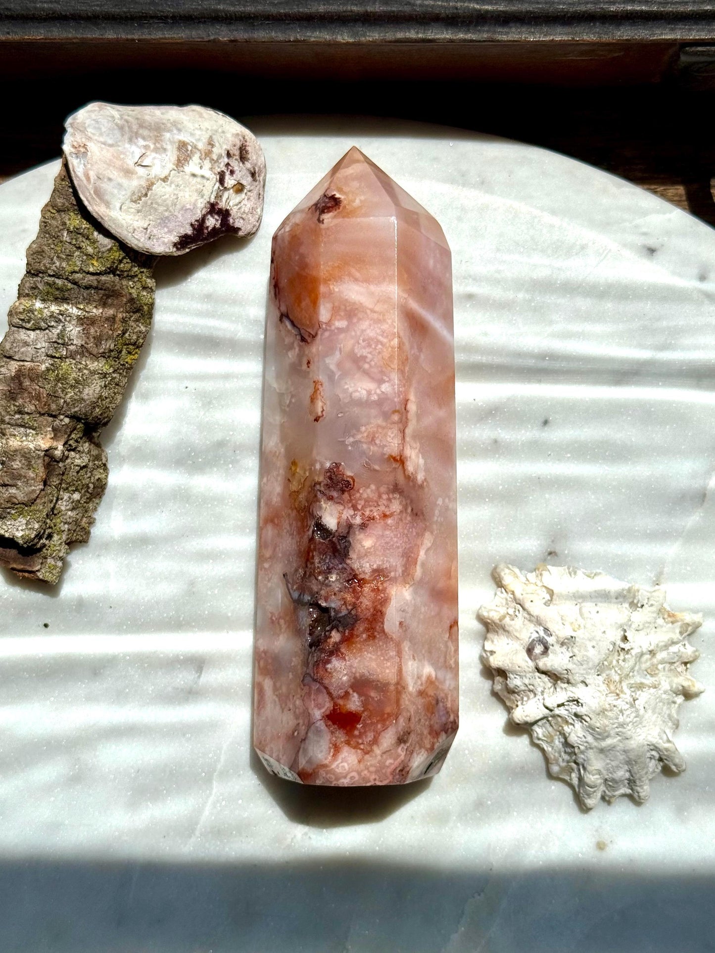 Carnelian and Flower Agate Tower | Carnelian | Flower Agate | Gift for Crystal Lover | Unique Crystal | Combo Crystal