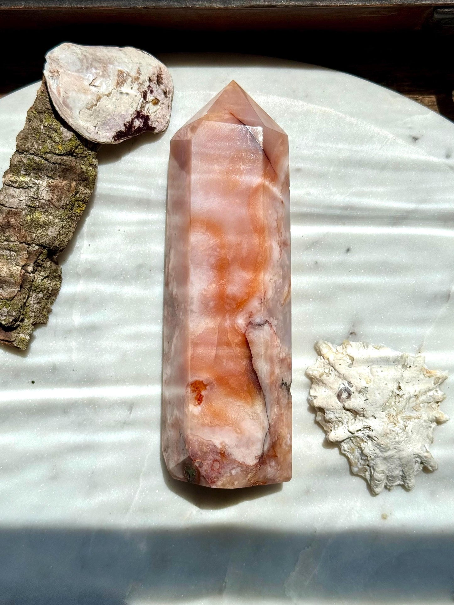 Carnelian and Flower Agate Tower | Carnelian | Flower Agate | Gift for Crystal Lover | Unique Crystal | Combo Crystal