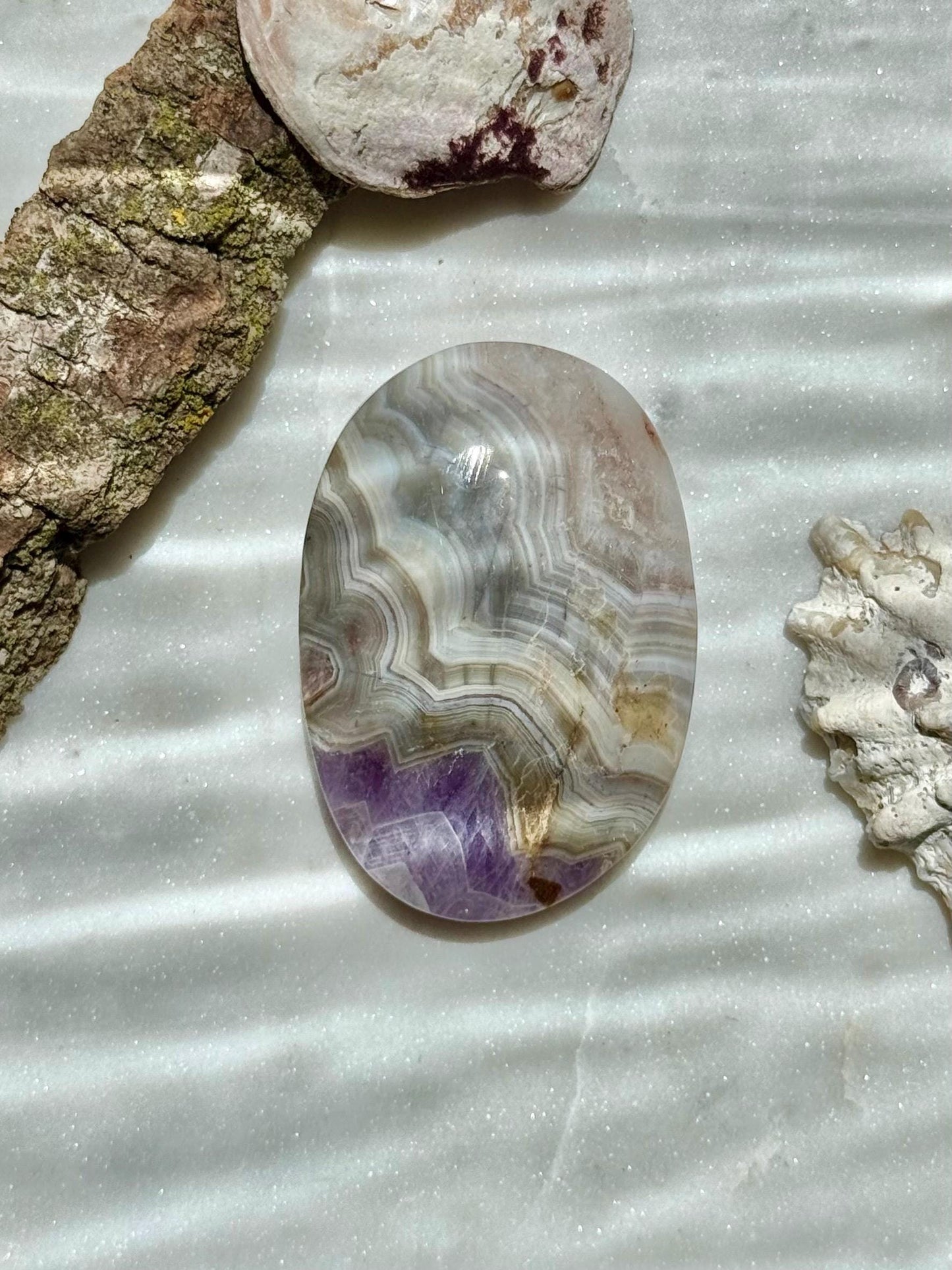 Amethyst and Crazy Lace Agate Palm Stone | Amethyst | Crazy Lace Agate | Gift for Crystal Lover | Calming Crystal | | Unique Crystal