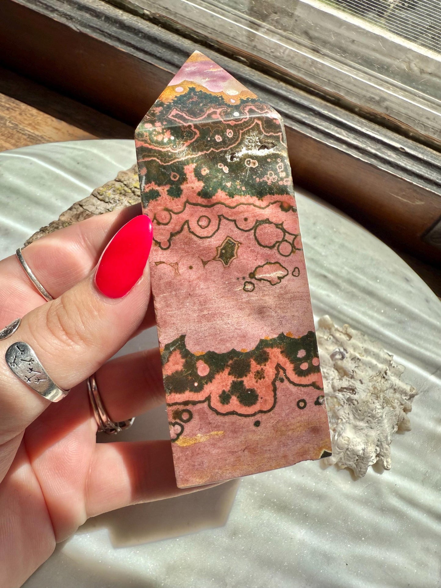 Pink Ocean Jasper Tower | Pink Sea Jasper Tower | Gift for Crystal Lover | Unique Crystal | Rare Crystal | Pink Crystal | Ocean Jasper Tower