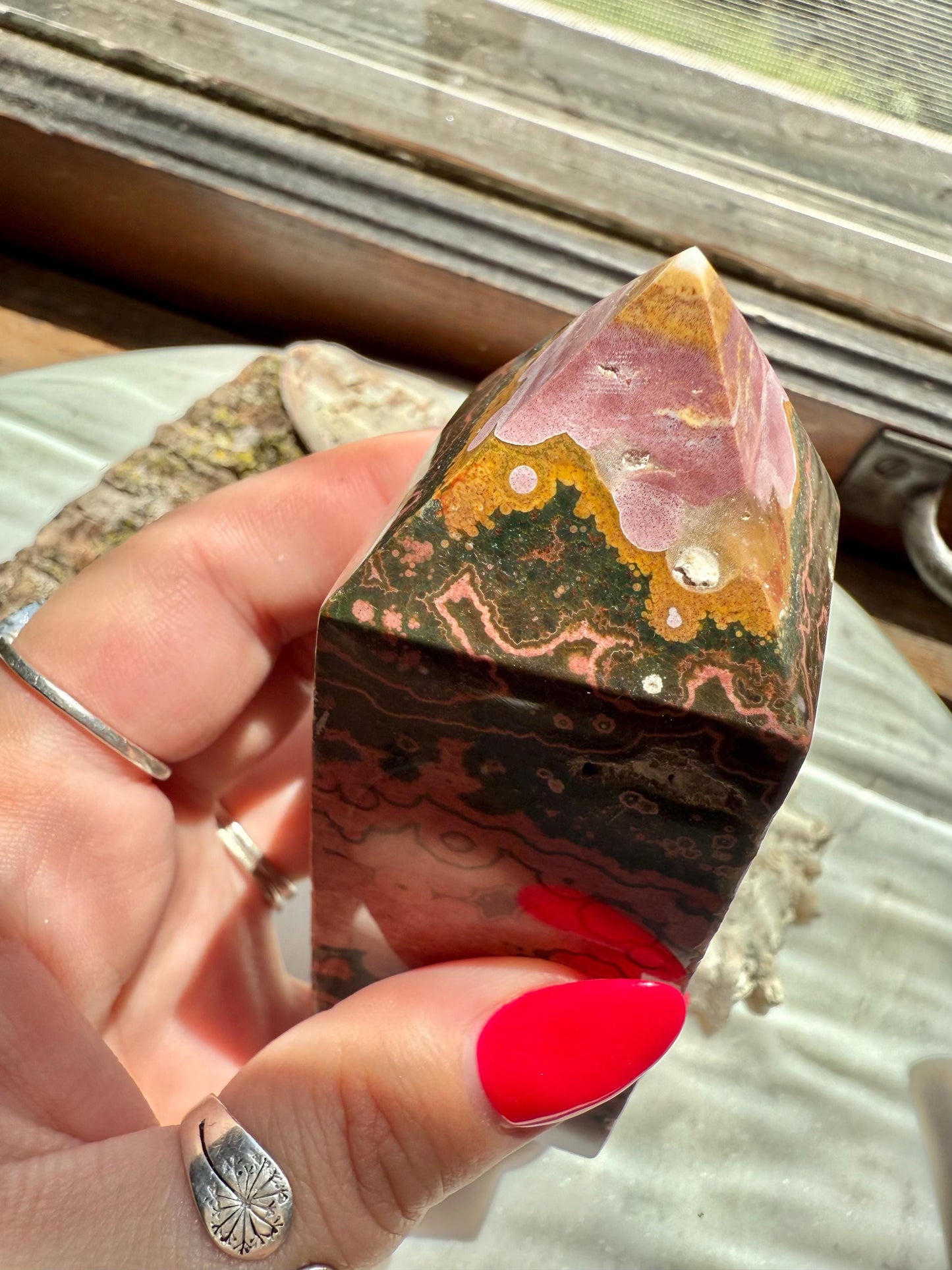 Pink Ocean Jasper Tower | Pink Sea Jasper Tower | Gift for Crystal Lover | Unique Crystal | Rare Crystal | Pink Crystal | Ocean Jasper Tower