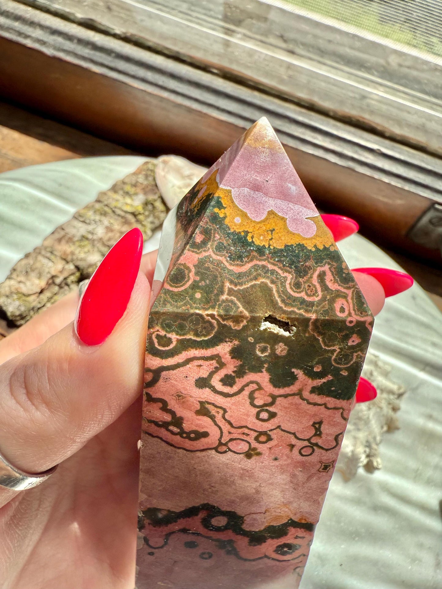 Pink Ocean Jasper Tower | Pink Sea Jasper Tower | Gift for Crystal Lover | Unique Crystal | Rare Crystal | Pink Crystal | Ocean Jasper Tower