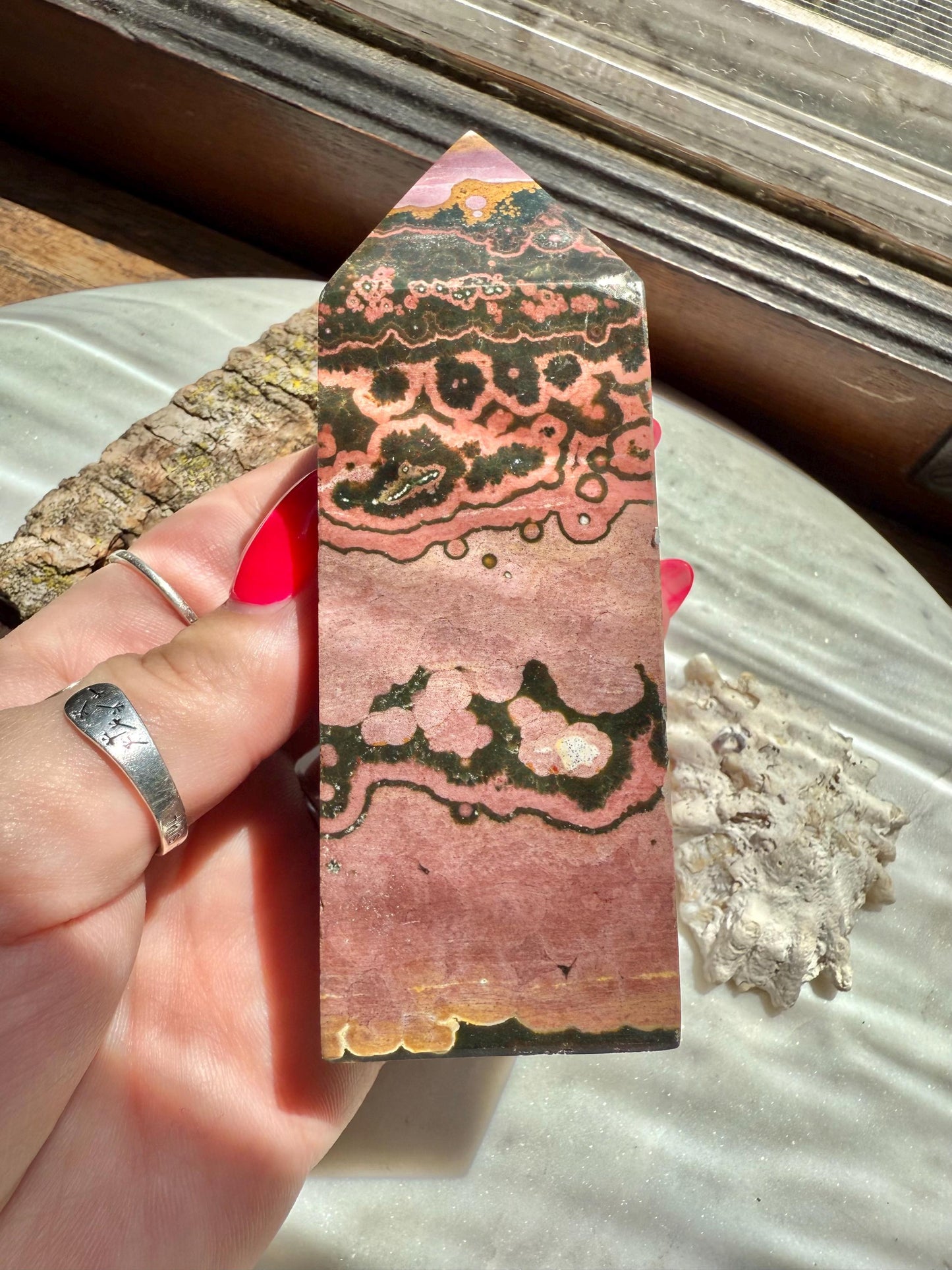 Pink Ocean Jasper Tower | Pink Sea Jasper Tower | Gift for Crystal Lover | Unique Crystal | Rare Crystal | Pink Crystal | Ocean Jasper Tower