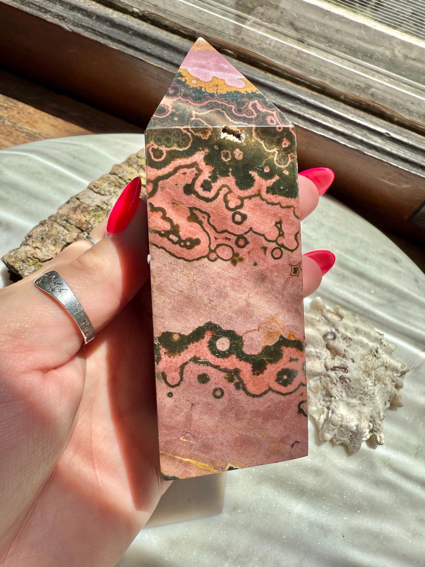 Pink Ocean Jasper Tower | Pink Sea Jasper Tower | Gift for Crystal Lover | Unique Crystal | Rare Crystal | Pink Crystal | Ocean Jasper Tower