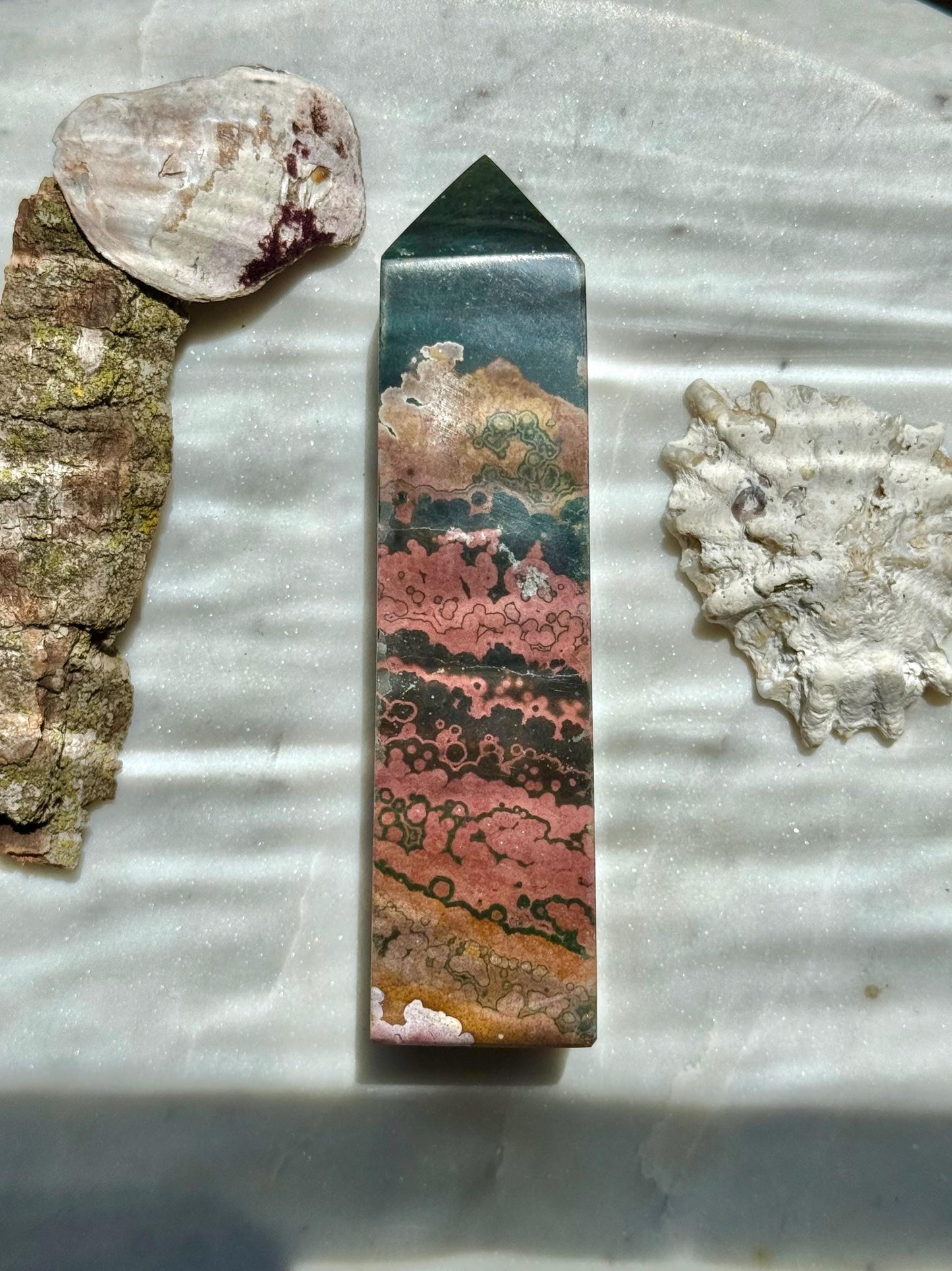Pink Ocean Jasper Tower | Pink Sea Jasper Tower | Gift for Crystal Lover | Unique Crystal | Rare Crystal | Pink Crystal | Ocean Jasper Tower