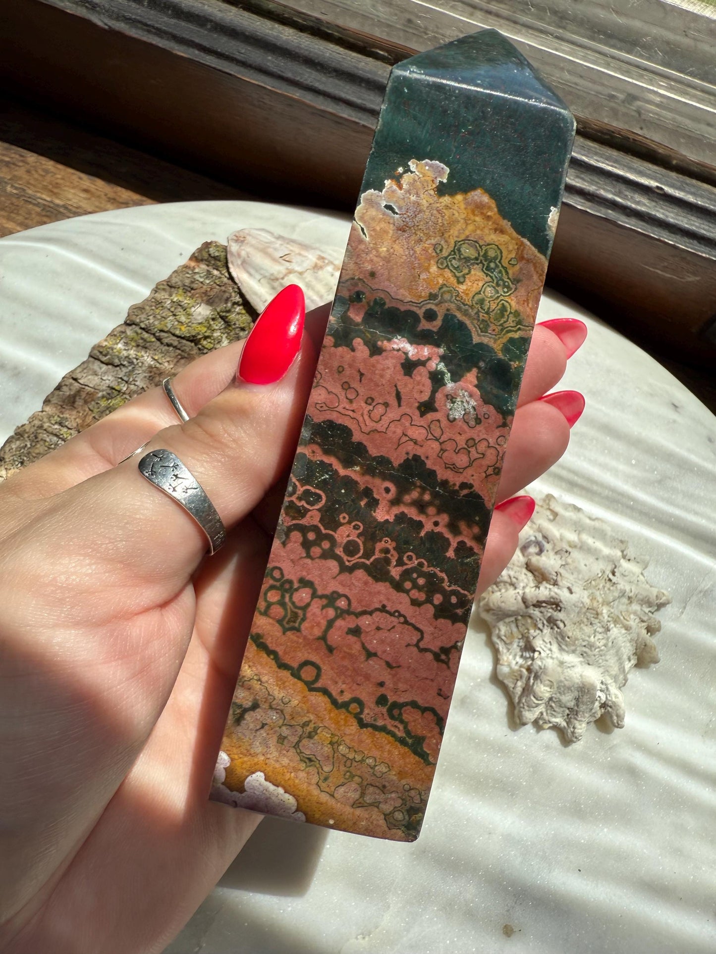 Pink Ocean Jasper Tower | Pink Sea Jasper Tower | Gift for Crystal Lover | Unique Crystal | Rare Crystal | Pink Crystal | Ocean Jasper Tower