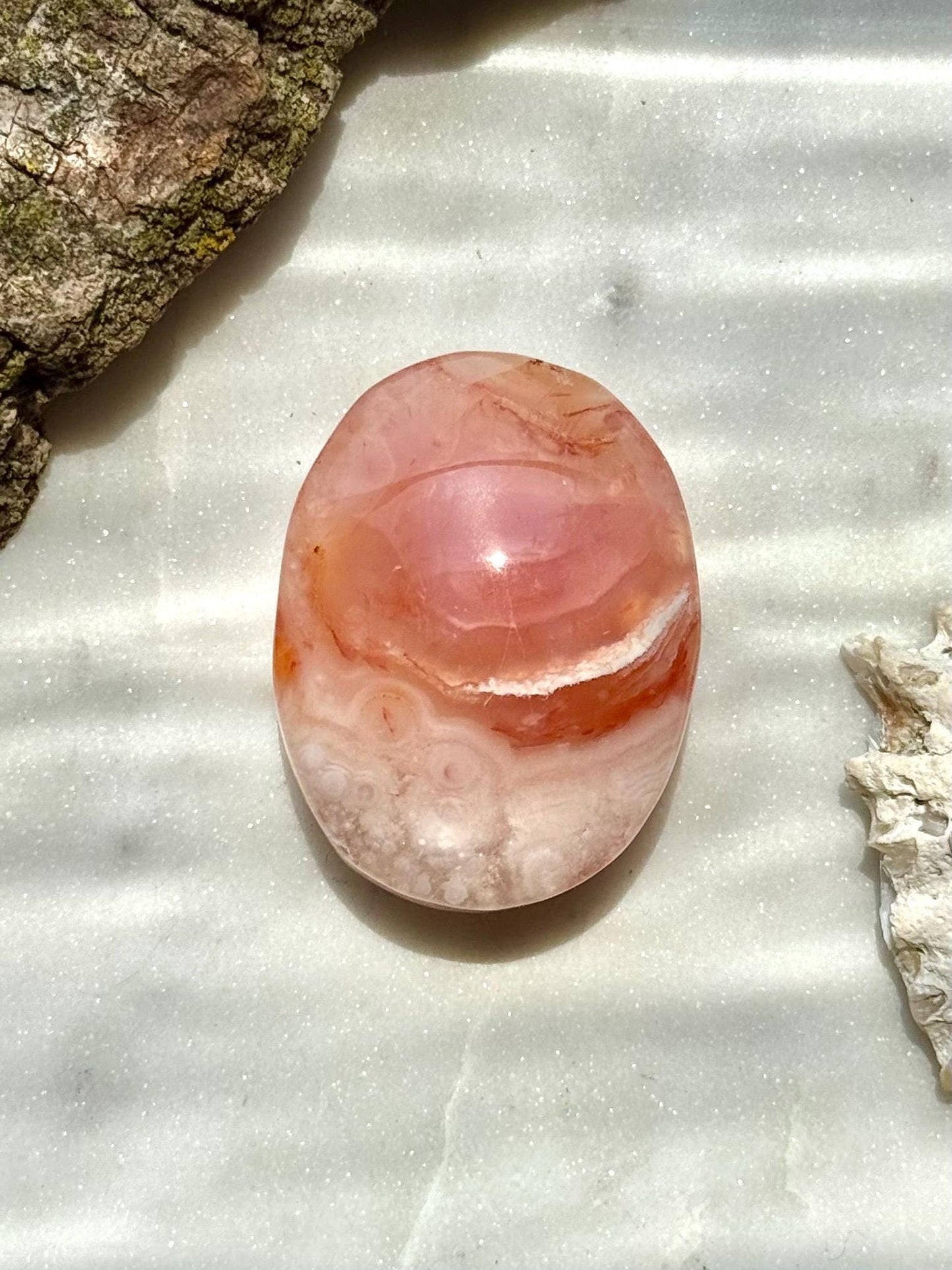 Carnelian Flower Agate Palm Stone | Carnelian Flower Agate | Gift for Crystal Lover | Creativity Crystal | Motivational Crystal