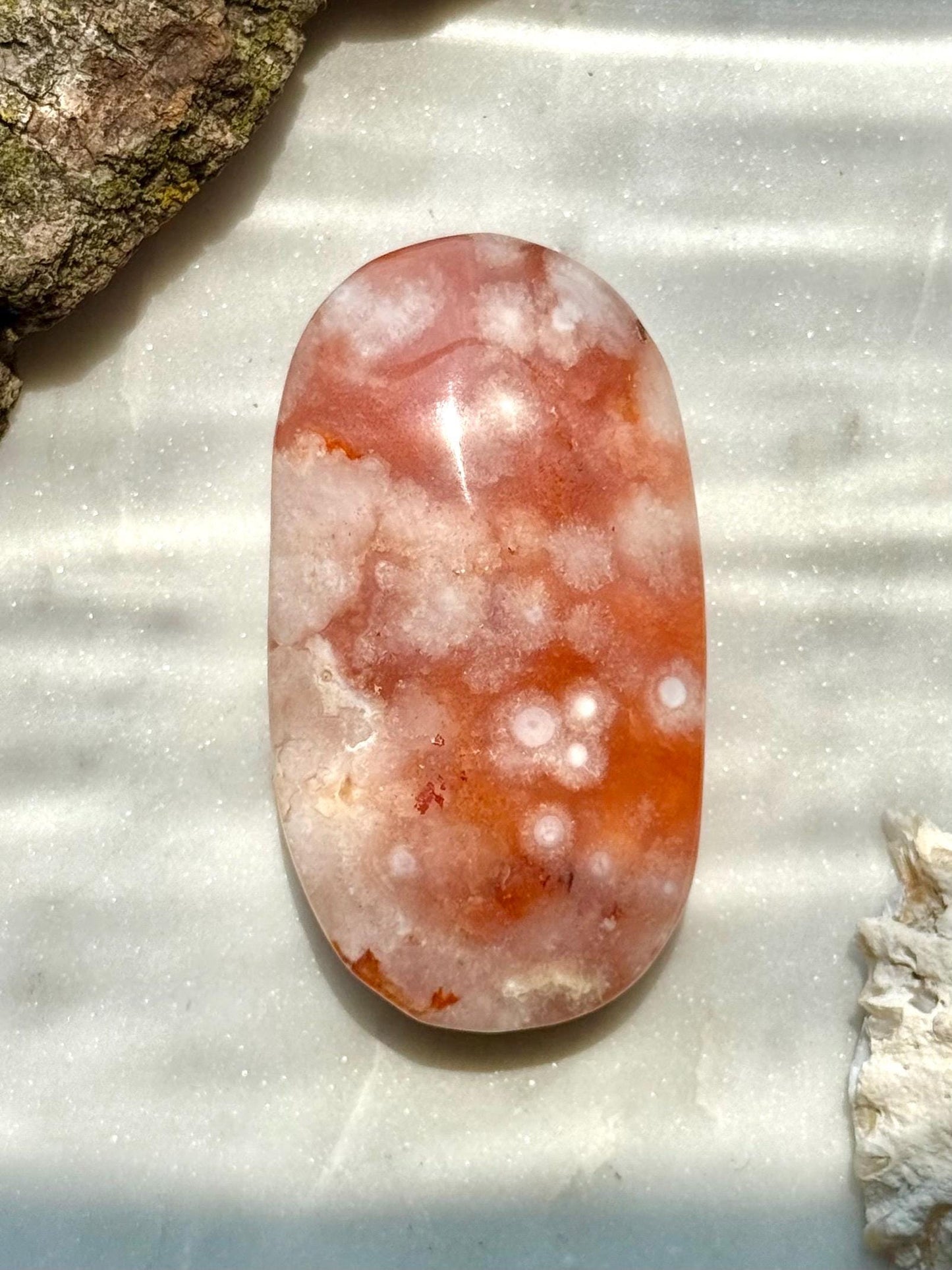 Carnelian Flower Agate Palm Stone | Carnelian Flower Agate | Gift for Crystal Lover | Creativity Crystal | Motivational Crystal