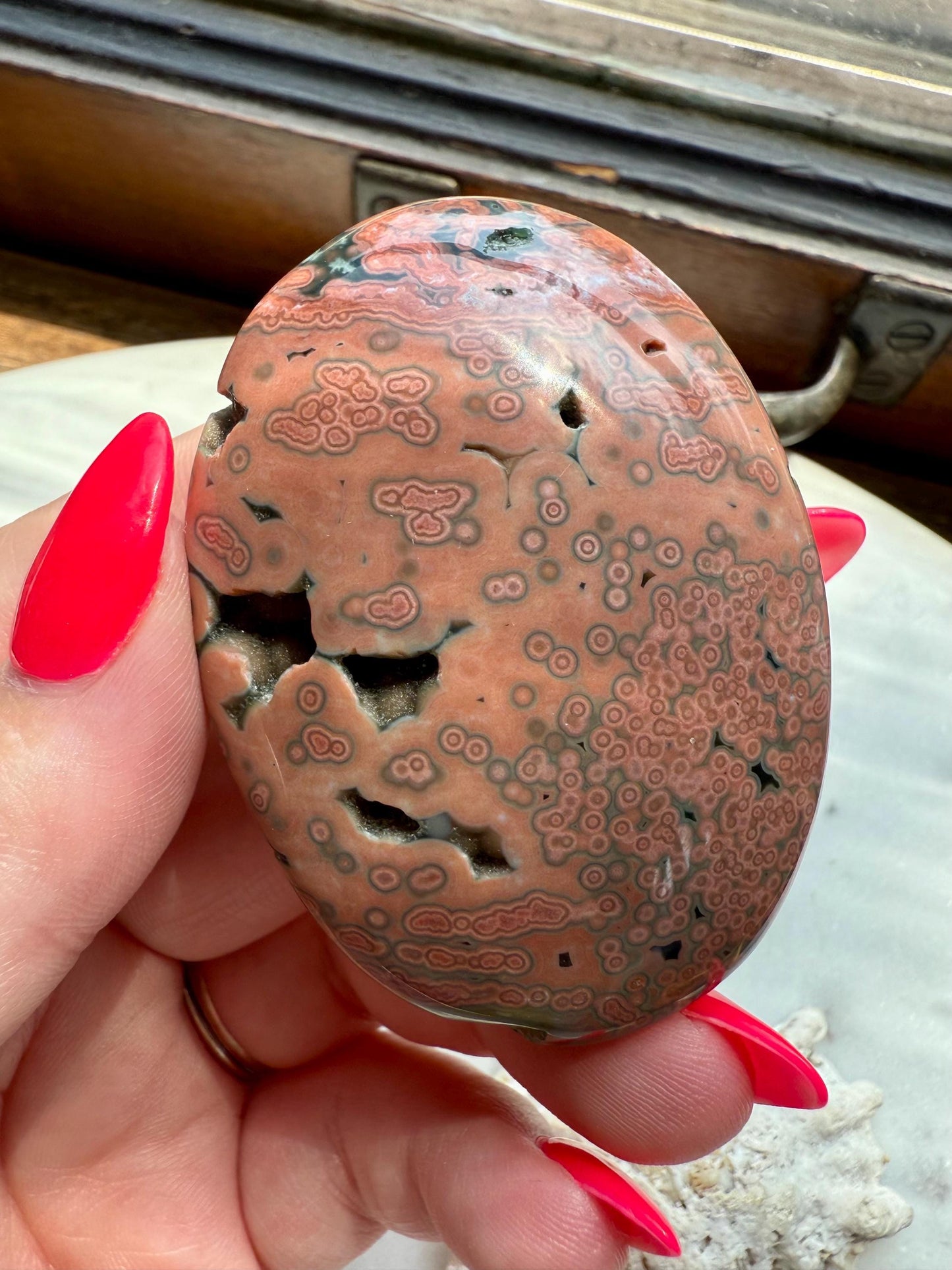 Ocean Jasper Palm Stone | Ocean Jasper | Gift for Crystal Lover | Calming Crystal | JoyfulCrystal | Rare Crystal | Unique Crystal
