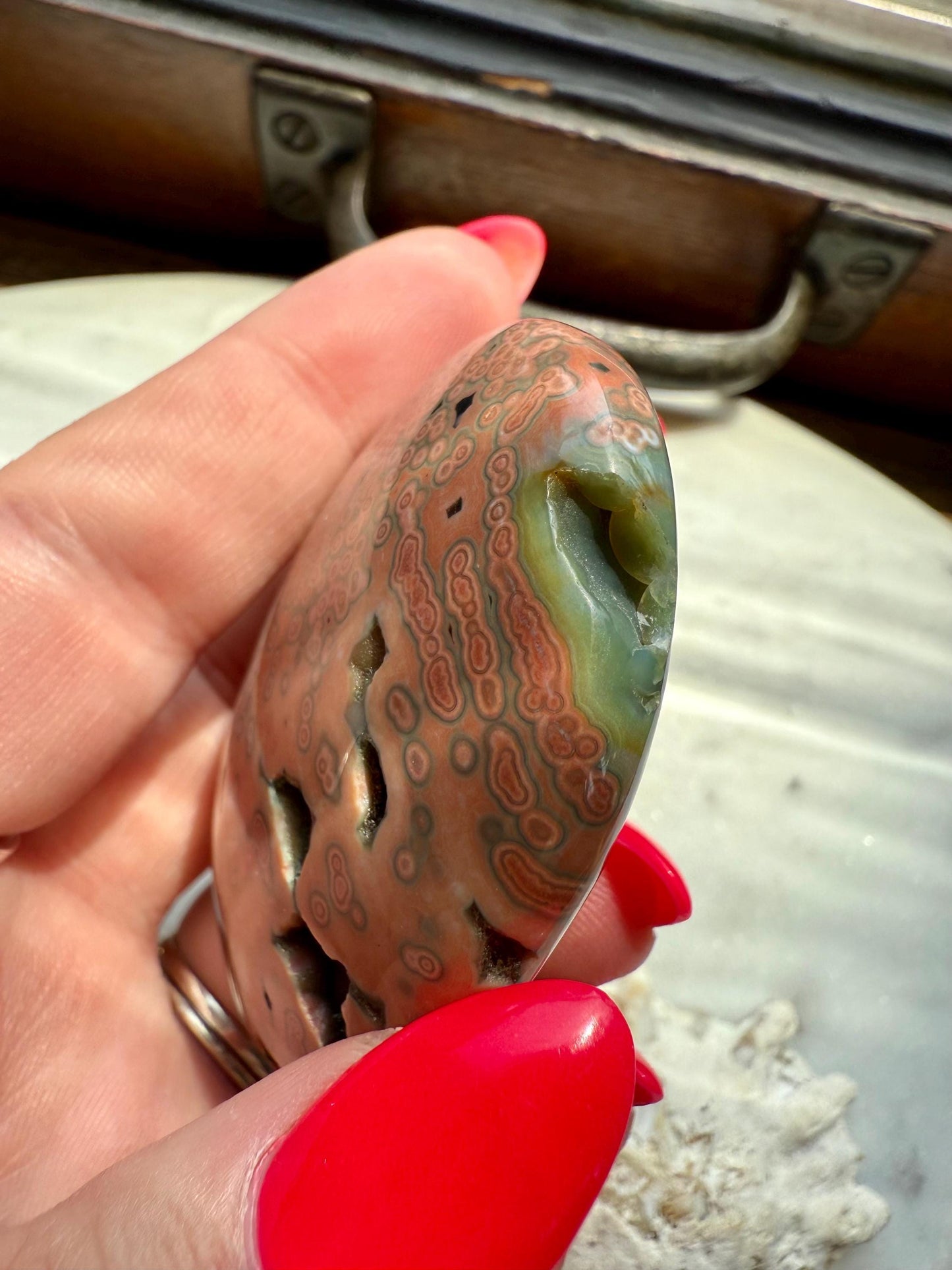 Ocean Jasper Palm Stone | Ocean Jasper | Gift for Crystal Lover | Calming Crystal | JoyfulCrystal | Rare Crystal | Unique Crystal
