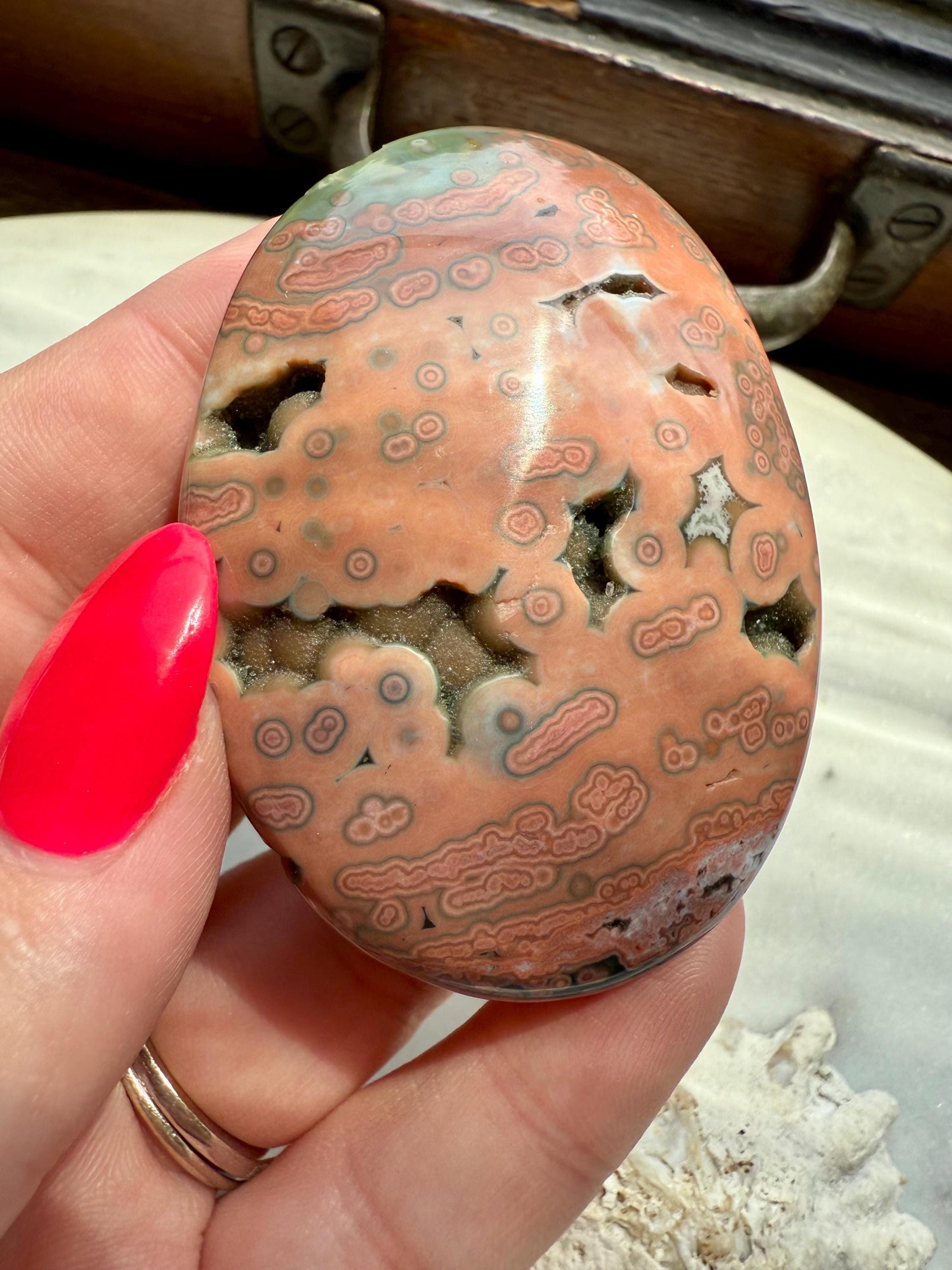 Ocean Jasper Palm Stone | Ocean Jasper | Gift for Crystal Lover | Calming Crystal | JoyfulCrystal | Rare Crystal | Unique Crystal