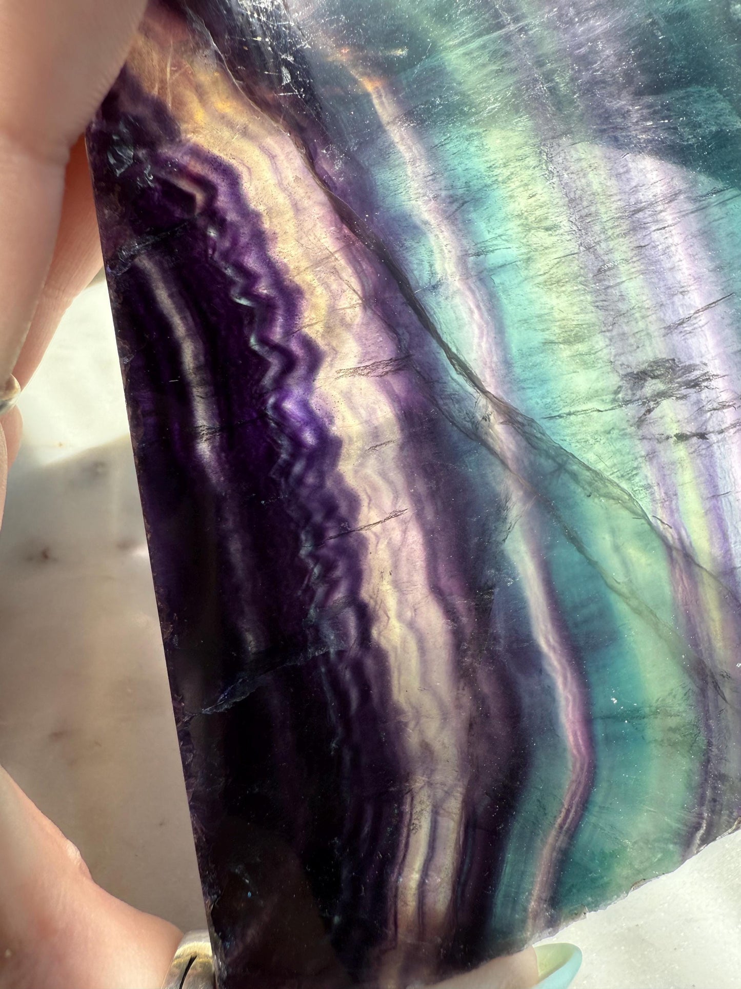 High Quality Banded Fluorite Slab | Banded Fluorite | Gift for Crystal Lover | Crystal Lover Gift | Fluorite Slab | Fluorite Slice