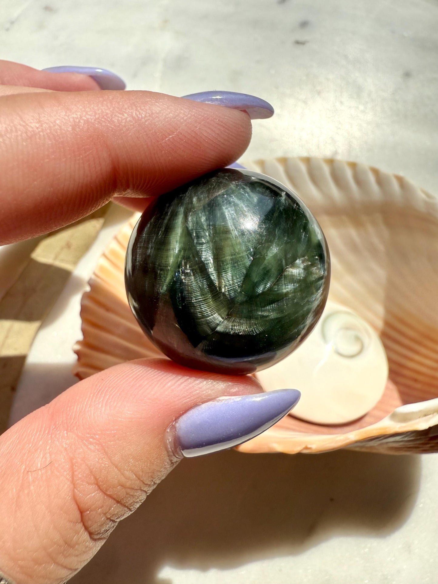 Small Seraphinite Sphere | Seraphinite | Small Crystal Sphere | Gift for Crystal Lover | Crystal Lover Gift | Self Love Crystal