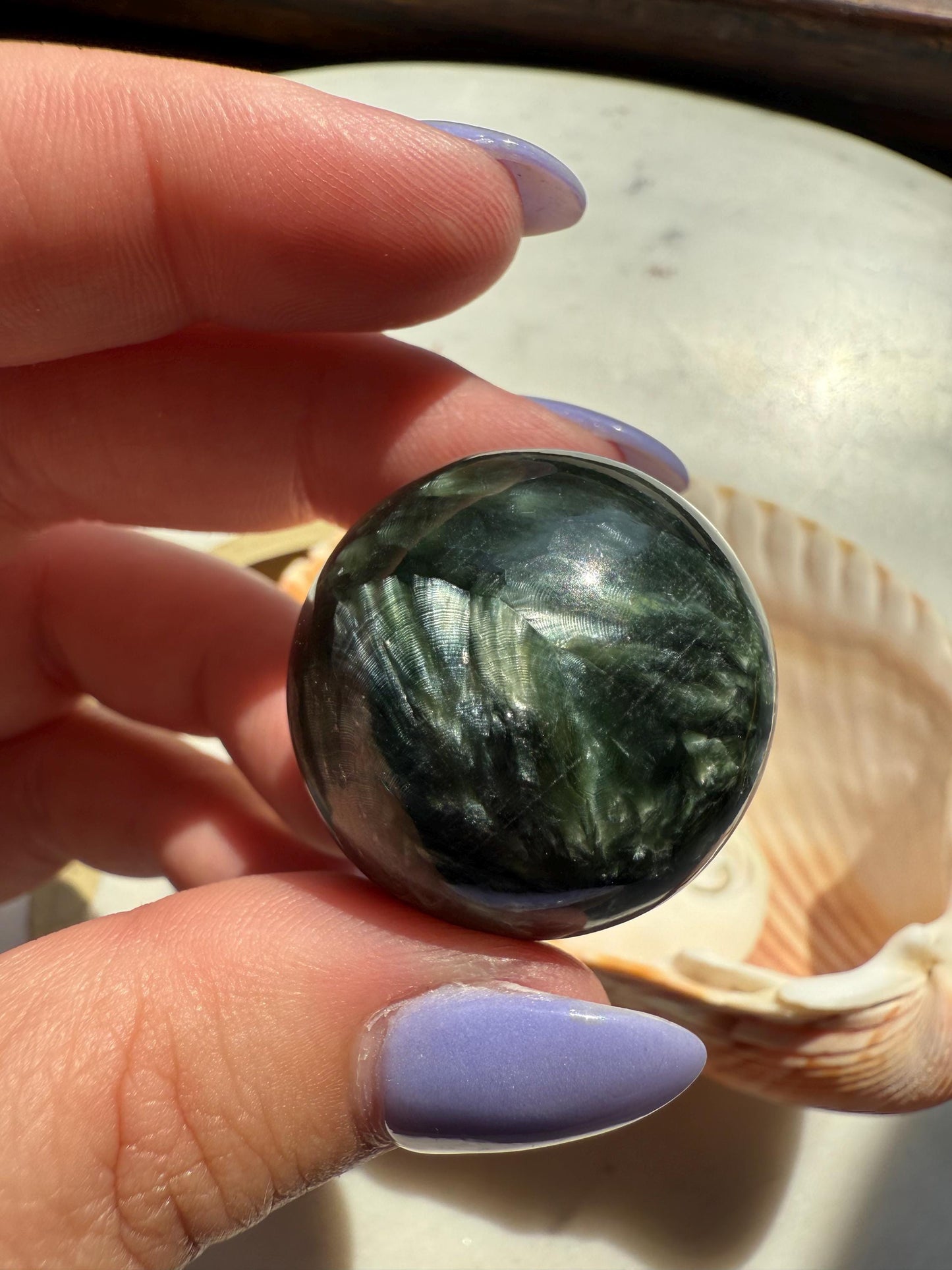 Small Seraphinite Sphere | Seraphinite | Small Crystal Sphere | Gift for Crystal Lover | Crystal Lover Gift | Self Love Crystal