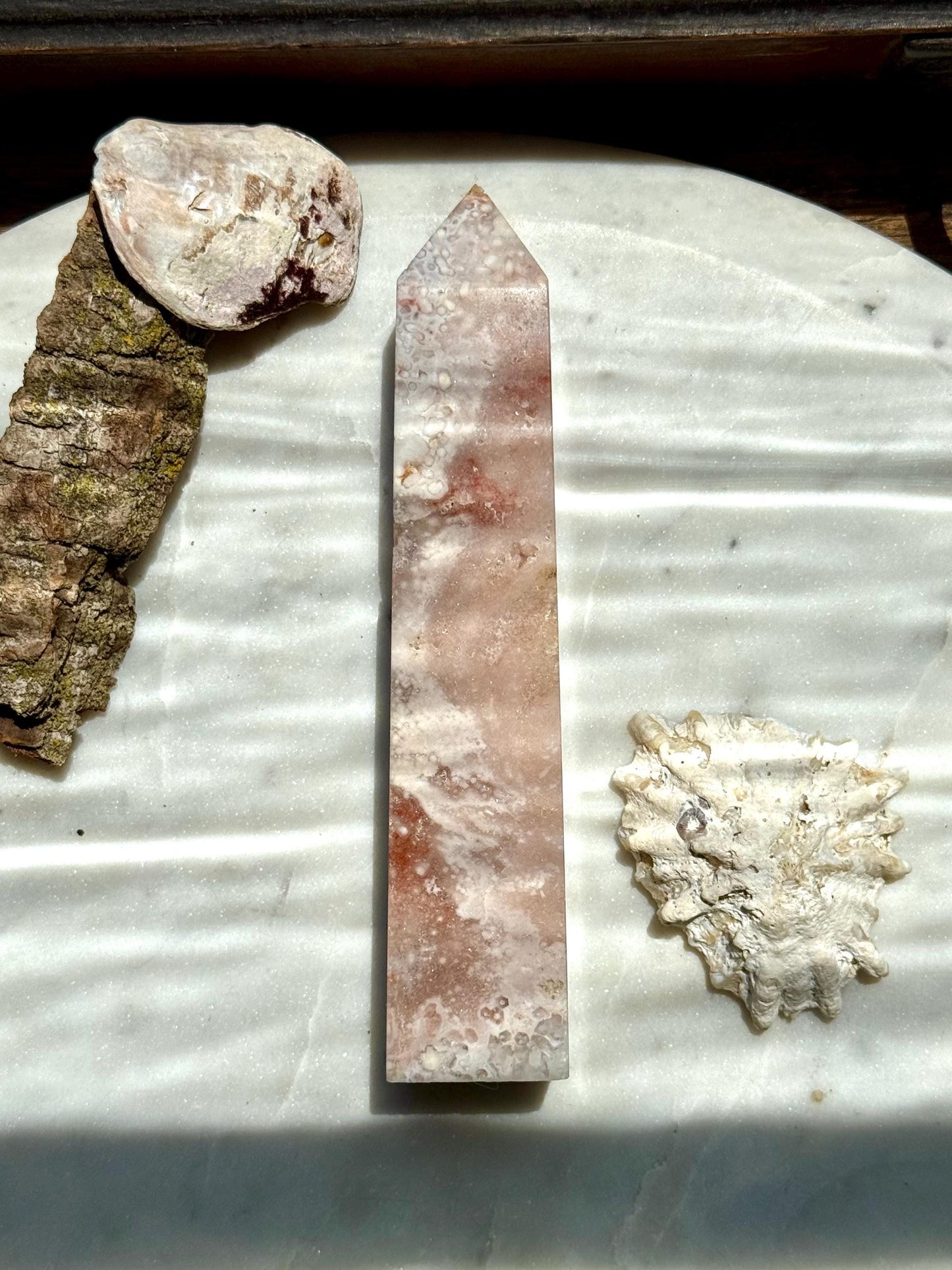Pink Amethyst and Flower Agate Tower | Pink Amethyst | Flower Agate | Gift for Crystal Lover | Unique Crystal | Combo Crystal | Pink Crystal