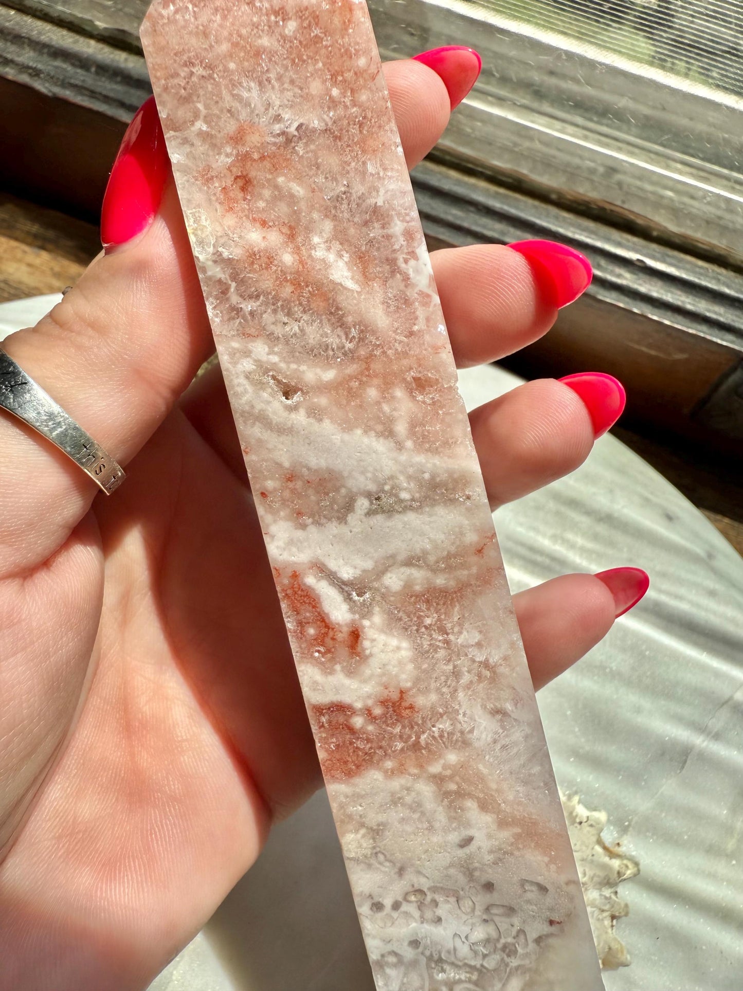 Pink Amethyst and Flower Agate Tower | Pink Amethyst | Flower Agate | Gift for Crystal Lover | Unique Crystal | Combo Crystal | Pink Crystal