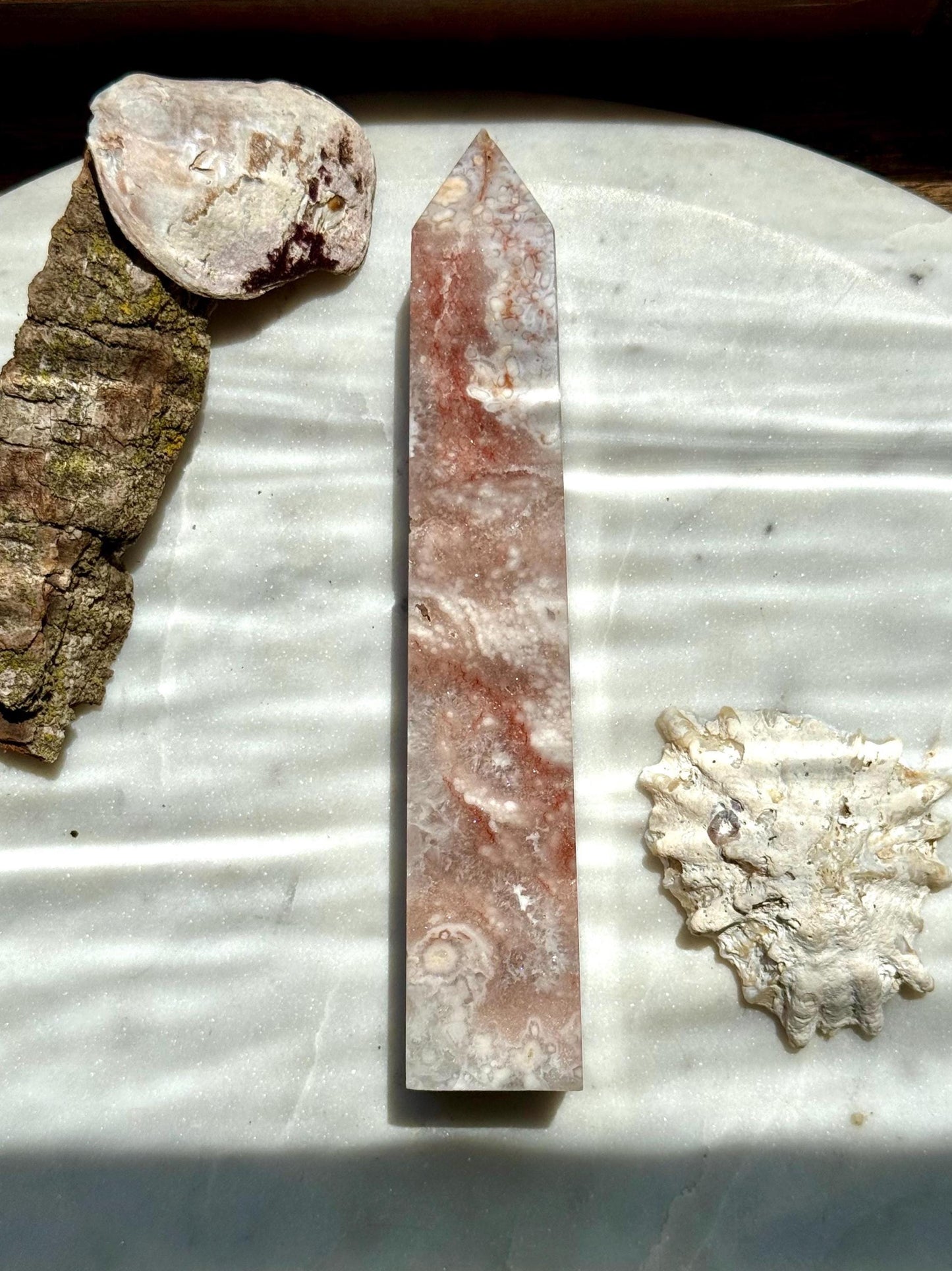 Pink Amethyst and Flower Agate Tower | Pink Amethyst | Flower Agate | Gift for Crystal Lover | Unique Crystal | Combo Crystal | Pink Crystal