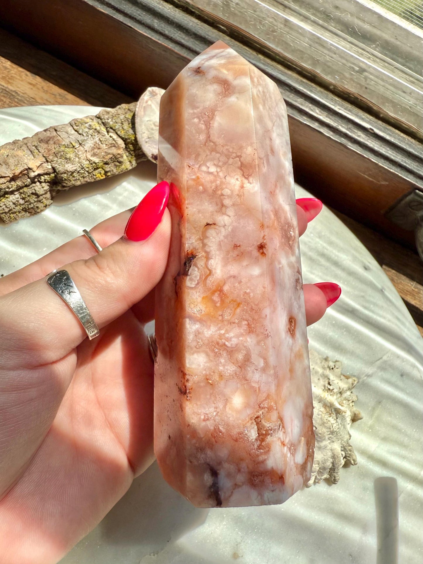 Carnelian and Flower Agate Tower | Carnelian | Flower Agate | Gift for Crystal Lover | Unique Crystal | Combo Crystal