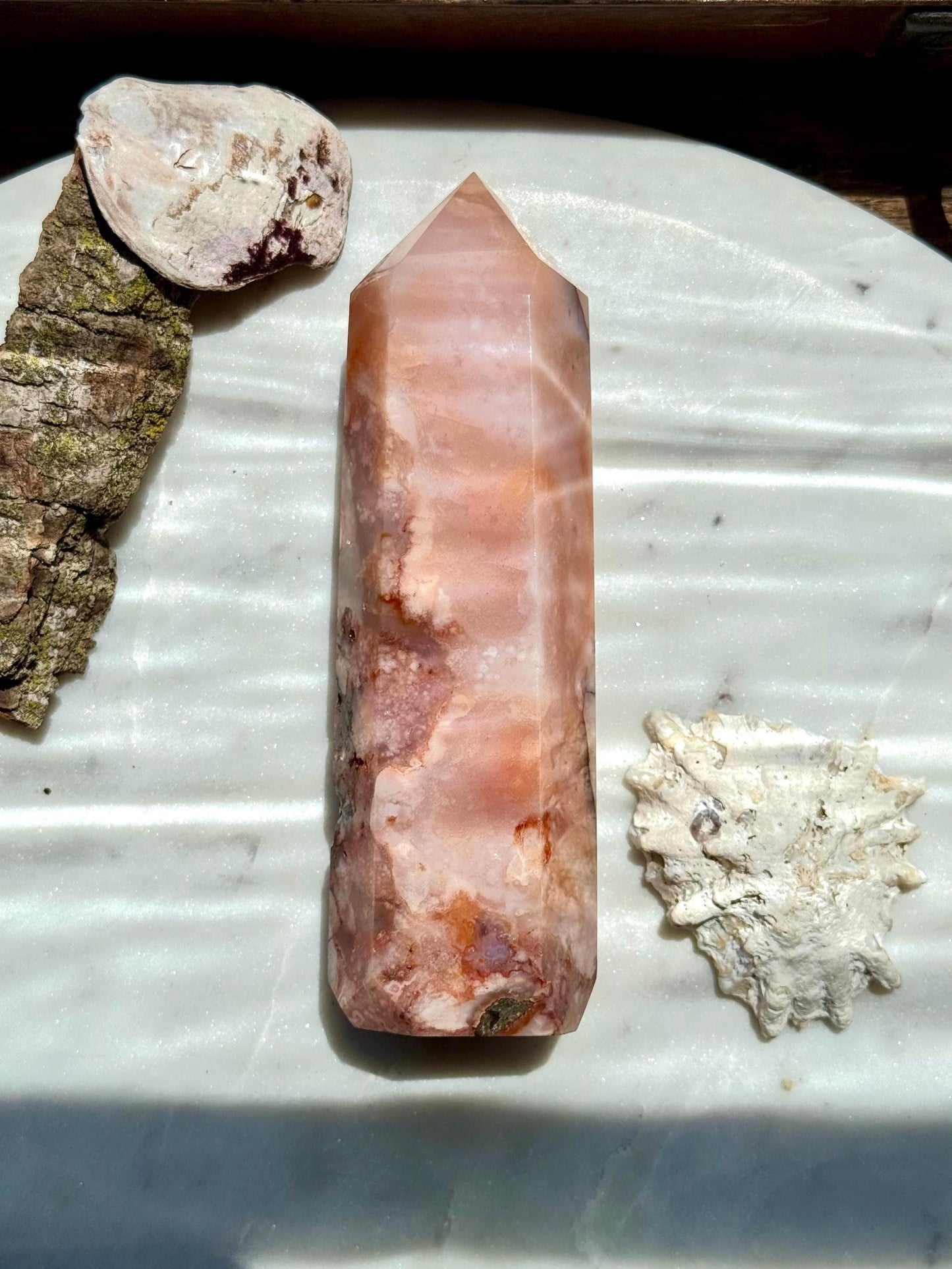 Carnelian and Flower Agate Tower | Carnelian | Flower Agate | Gift for Crystal Lover | Unique Crystal | Combo Crystal