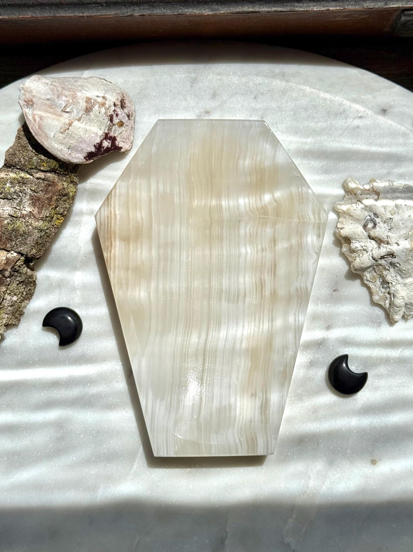 Banded Onyx Coffin Dish | Gift for Crystal Lover | Unique Crystal Gift | Crystal Jewelry Dish | Spooky Season Decor | Halloween Gift
