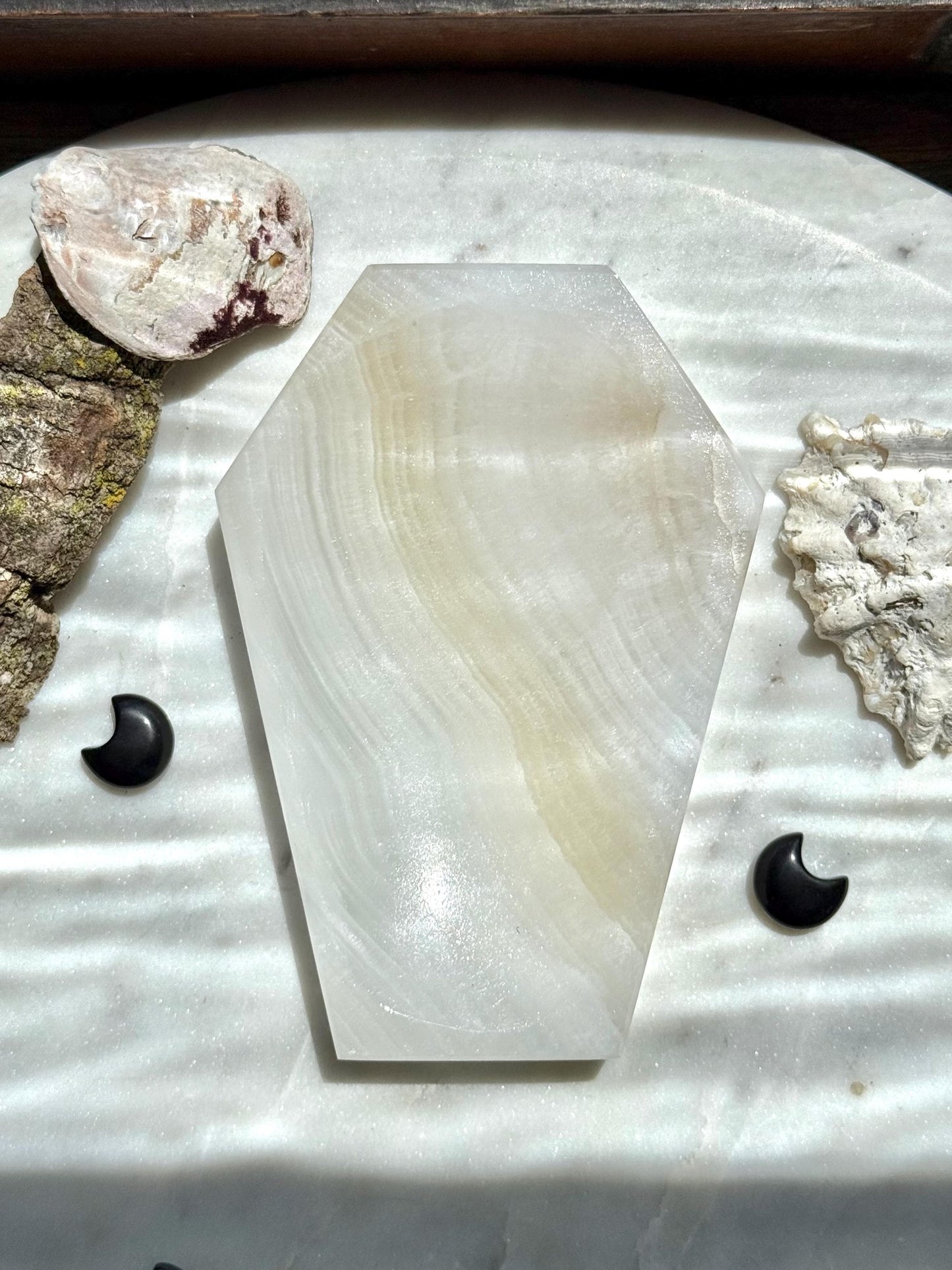 Banded Onyx Coffin Dish | Gift for Crystal Lover | Unique Crystal Gift | Crystal Jewelry Dish | Spooky Season Decor | Halloween Gift